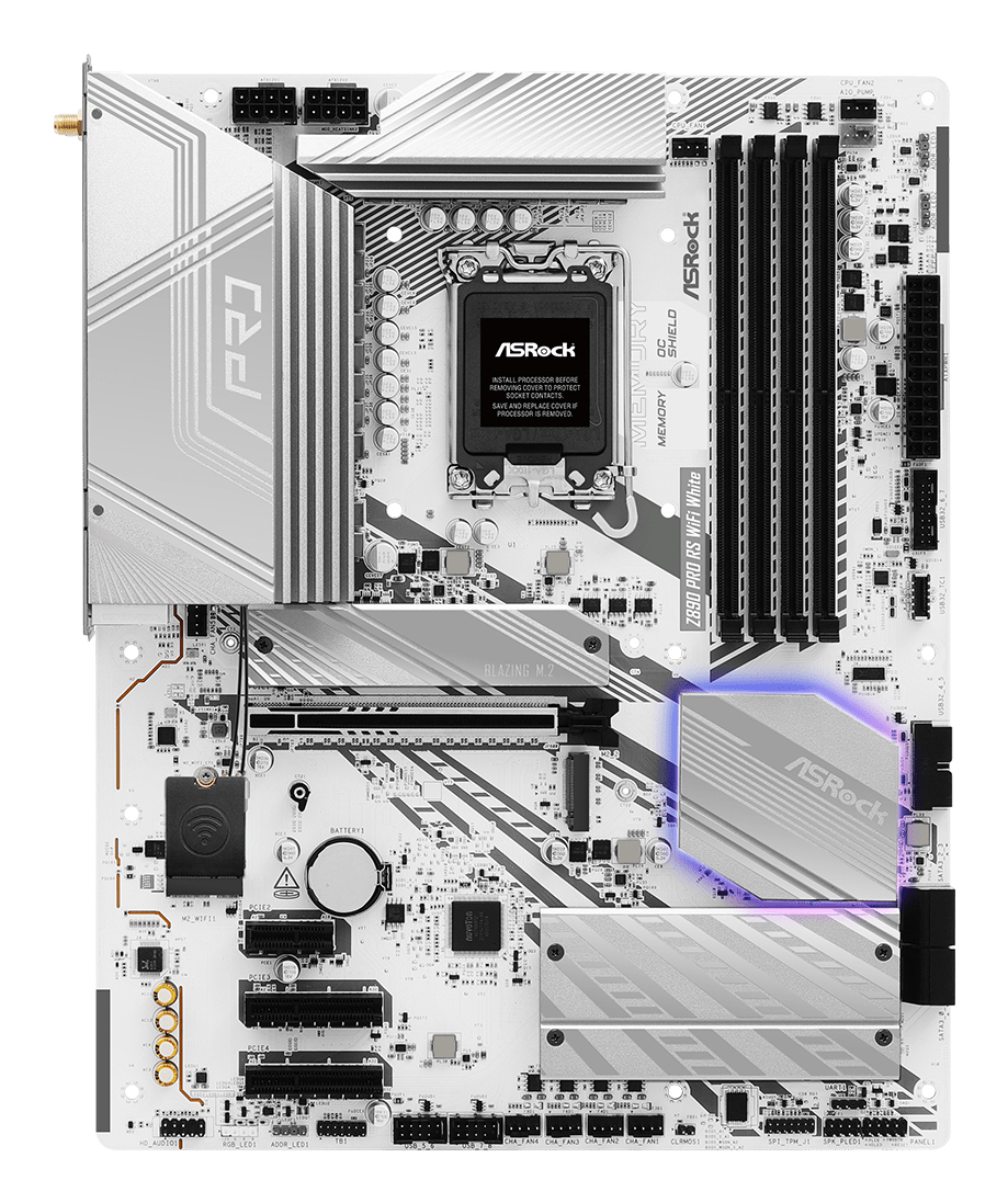 ASRock Z890 Pro RS WiFi White - Motherboard - ATX - LGA1851-Sockel - Z890 Chipsatz - USB4, USB-C 3.2 Gen 2x2, Ansicht 2