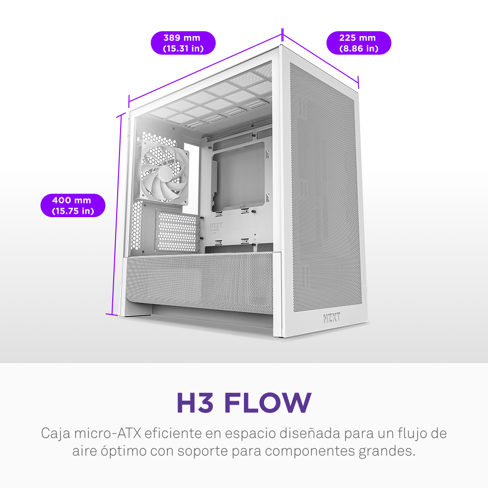 NZXT H3 Flow 2025 weiß| PC-Gehäuse - Midi/Minitower - ATX, Ansicht 2