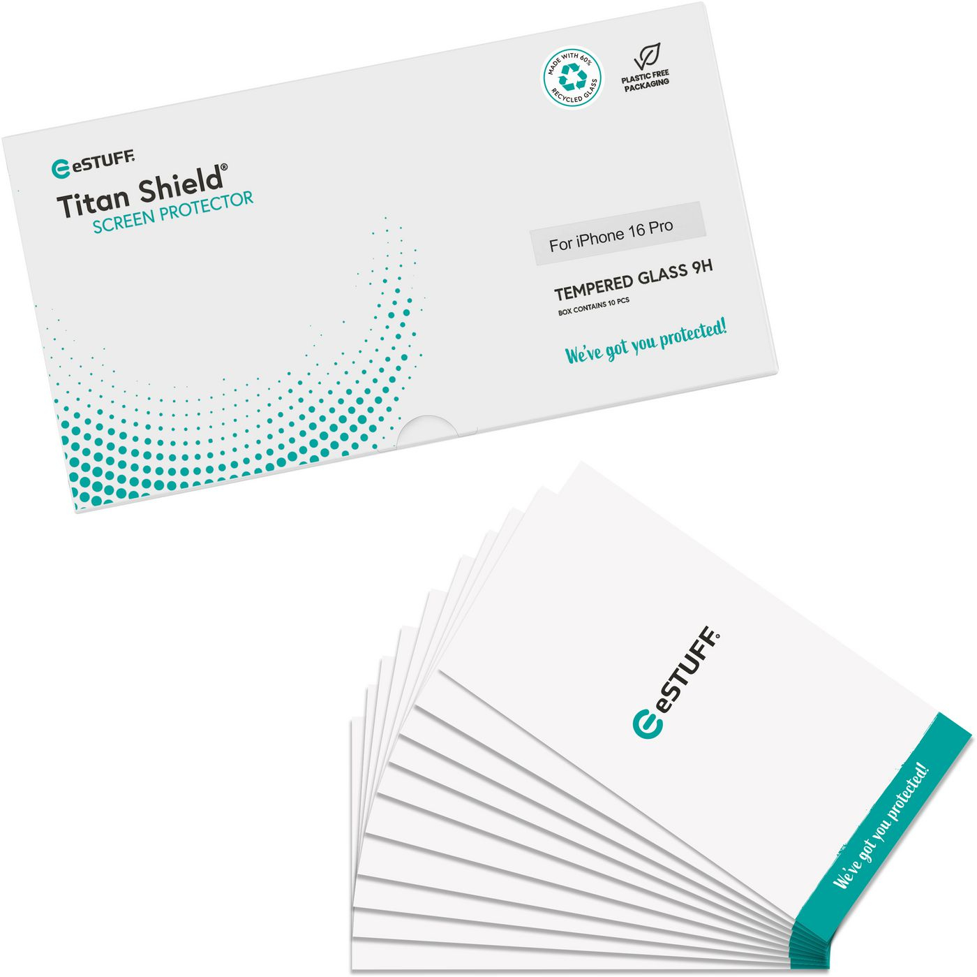 eSTUFF Titan Shield Infinite - Bildschirmschutz für Handy - Glas - klar (Packung mit 10), Ansicht 3