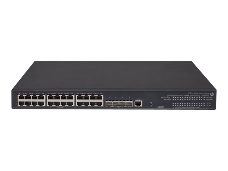 HPE 5130-24G-PoE+-4SFP+ EI - Switch - L3 - managed - 24 x 10/100/1000 + 4 x 10 Gigabit Ethernet / 1 Gigabit Ethernet SFP+ - an Rack montierbar - PoE+ (370 W)