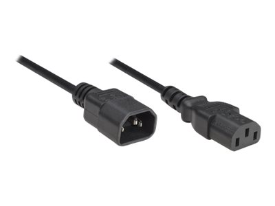 Manhattan Power Cord/Cable, C14 Male to C13 Female (kettle lead), Monitor to CPU, 1.8m, 10A, Black, Lifetime Warranty, Polybag - Stromkabel - IEC 60320 C14 zu power IEC 60320 C13 - Wechselstrom 250 V - 10 A - 1.8 m