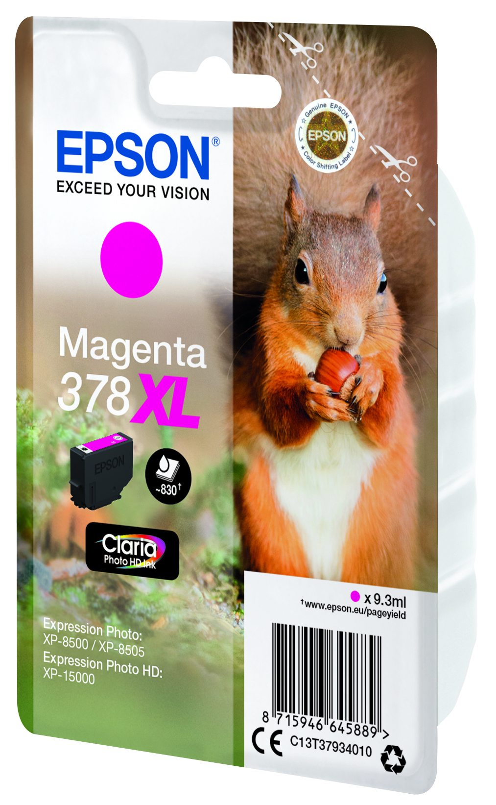 Epson Squirrel Singlepack Magenta 378XL Claria Photo HD Ink - Hohe (XL-) Ausbeute - Tinte auf Pigmentbasis - 9,3 ml - 830 Seiten - 1 Stück(e)