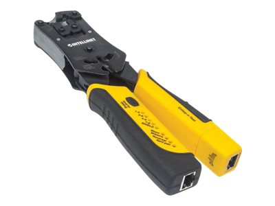 Intellinet Universal Crimpwerkzeug und Kabeltester, 2-in-1-Werkzeug zum Schneiden, Abisolieren, Crimpen und Testen, Ansicht 3