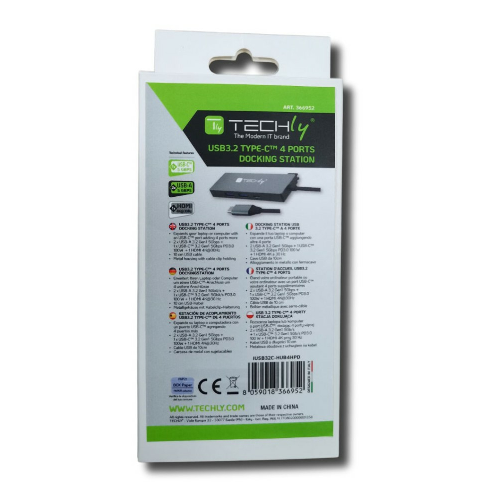 Techly USB3.2 Type-C Docking Station 2x USB-A 1x USB-C HDMI, Ansicht 2
