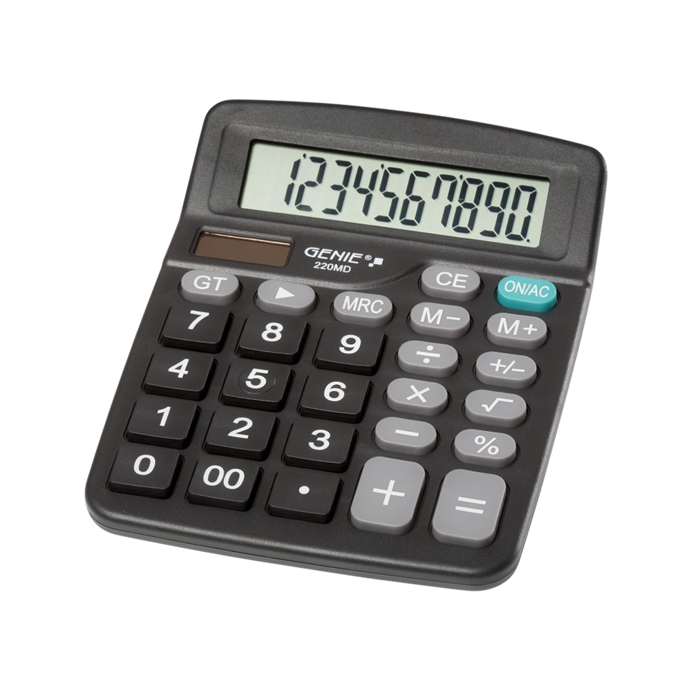 Genie 220 MD - Desktop - Einfacher Taschenrechner - 10 Ziffern - Display klappbar - Batterie/Solar - Schwarz, Ansicht 3