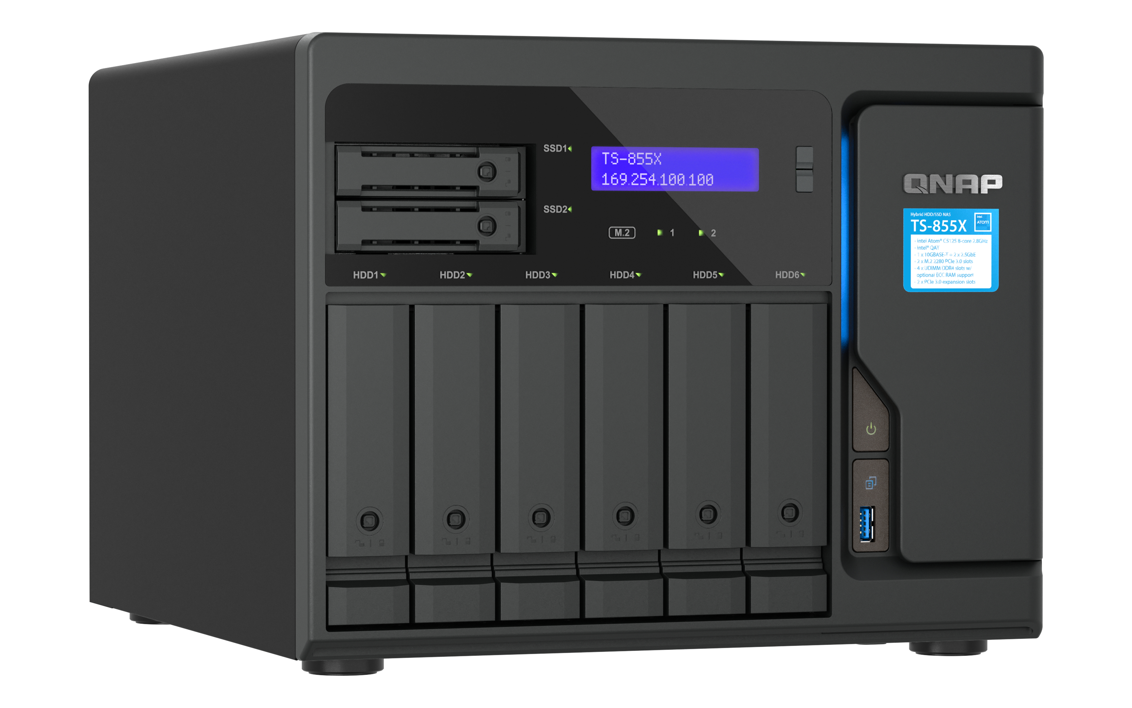 QNAP 8-Bay NAS C5125 8-core/8-thrd 2.8GHzproc - NAS - SATA, Ansicht 3