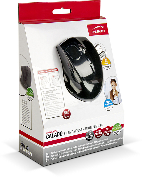 SPEEDLINK CALADO Silent SL-6343-RRBK - Maus - Für Rechtshänder - optisch - 5 Tasten - kabellos - 2.4 GHz -, Ansicht 3