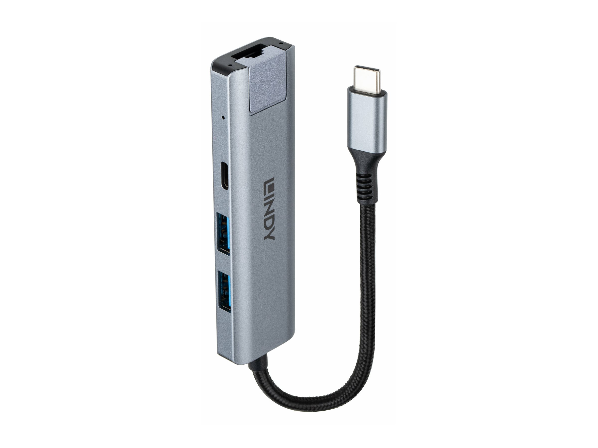 Lindy Hub - type-C and Gigabit Ethernet - 1 x RJ-45 + 1 x USB-C 3.2 Gen 2 + 2 x USB-A 3.2 Gen 2, Ansicht 3