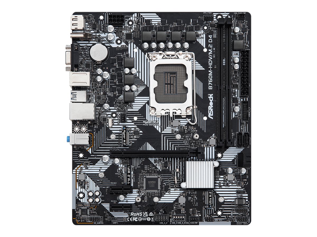 ASRock B760M-HDVM.2 D4 - Motherboard - micro ATX - LGA1700-Sockel - B760 Chipsatz - USB 3.2 Gen 1 USB-C 3.2 Gen 1 - Gigabit LAN - Onboard-Grafik (CPU erforderlich)