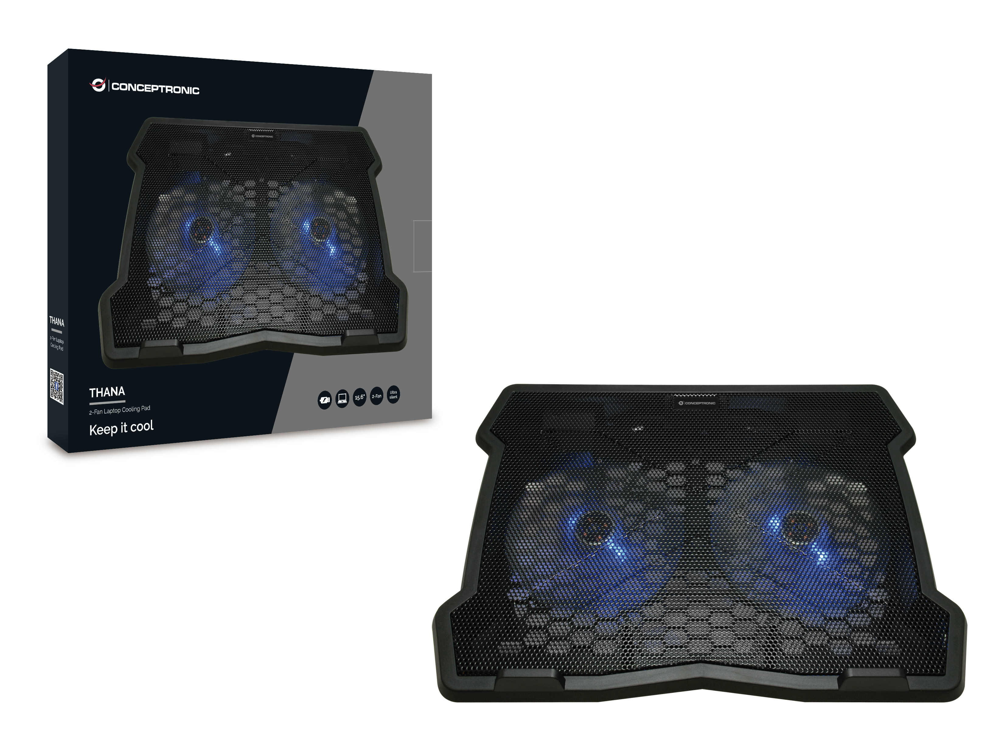 Conceptronic Thana - Notebook-Kühlpad - mit 2 Ventilatoren - 39.6 cm (15.6), Ansicht 4