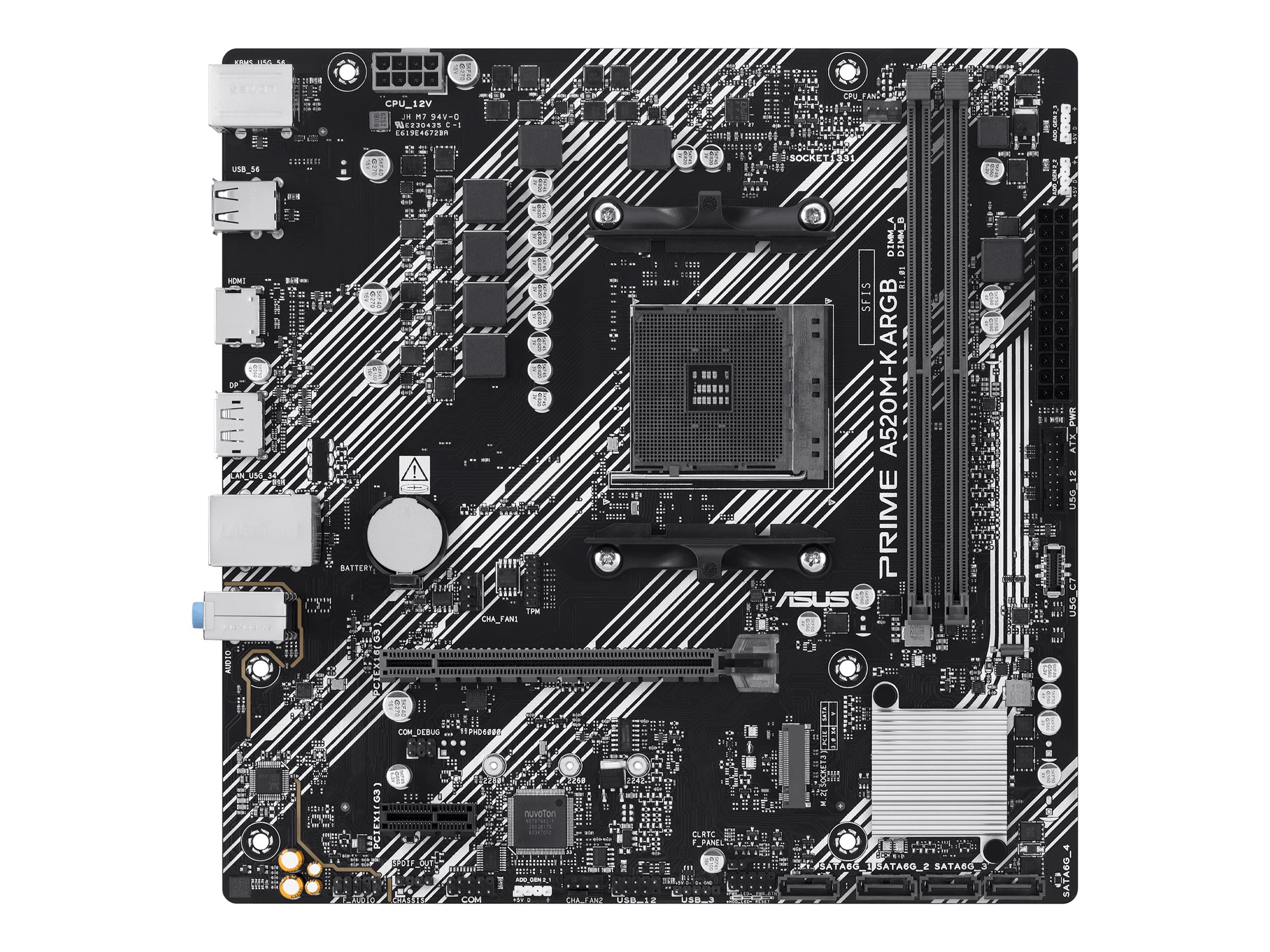 ASUS PRIME A520M-K ARGB - Motherboard - micro ATX - Socket AM4 - AMD A520 Chipsatz - USB-C 3.2 Gen 1, USB 3.2 Gen 1 - Gigabit LAN - Onboard-Grafik (CPU erforderlich)