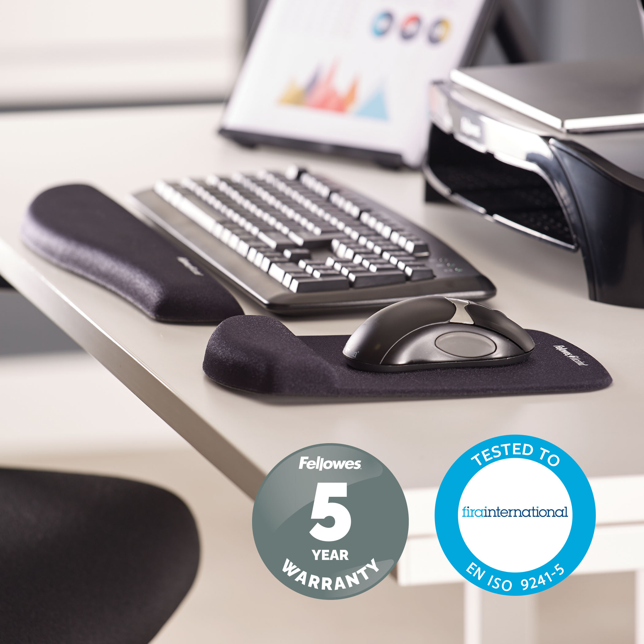 Fellowes PlushTouch - Mauspad mit Handgelenkpolsterkissen - Schwarz, Ansicht 4