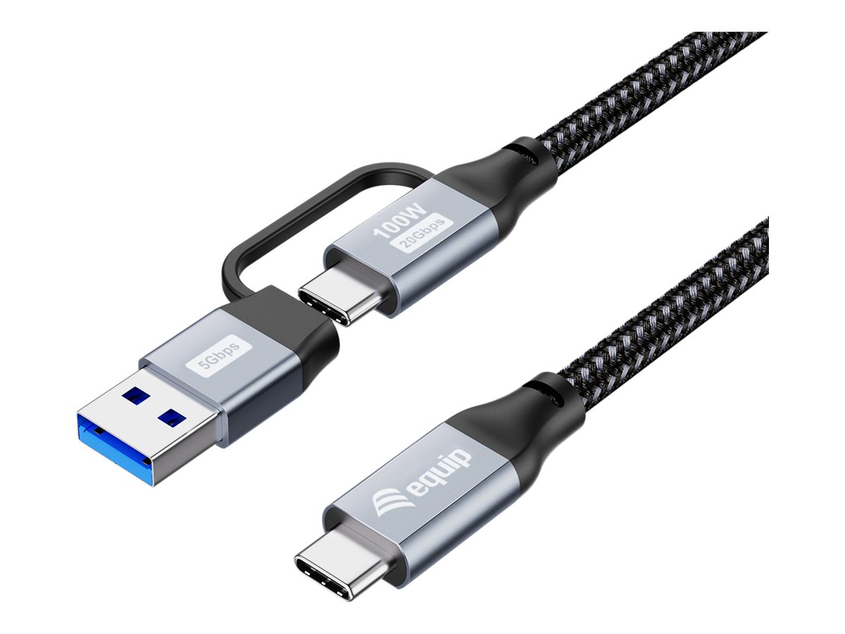 Equip USB-Kabel - USB-C (M) mit abnehmbaren USB-C- zu USB-A-Adapter zu USB-C (M)