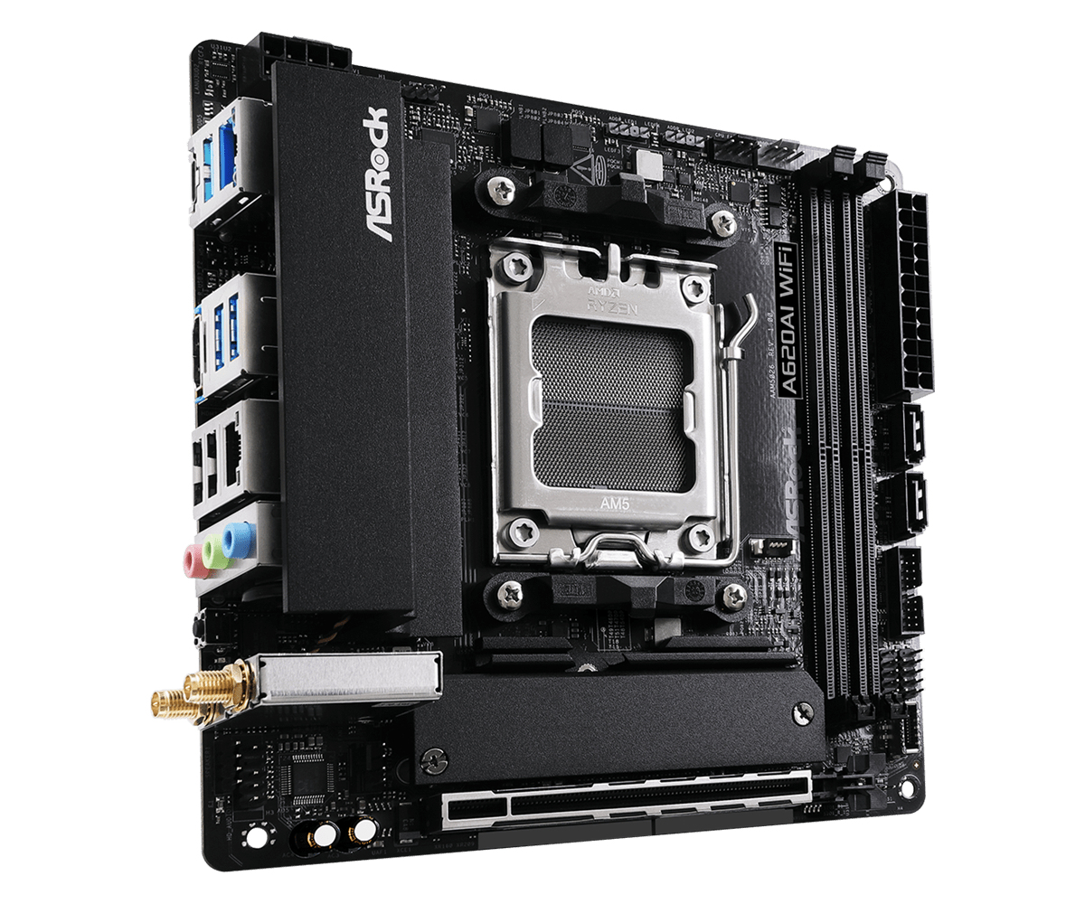 ASRock A620AI WiFi AM5 mITX HDMI retail - AMD Sockel AM5 (Ryzen Zen4) - DDR5, Ansicht 3