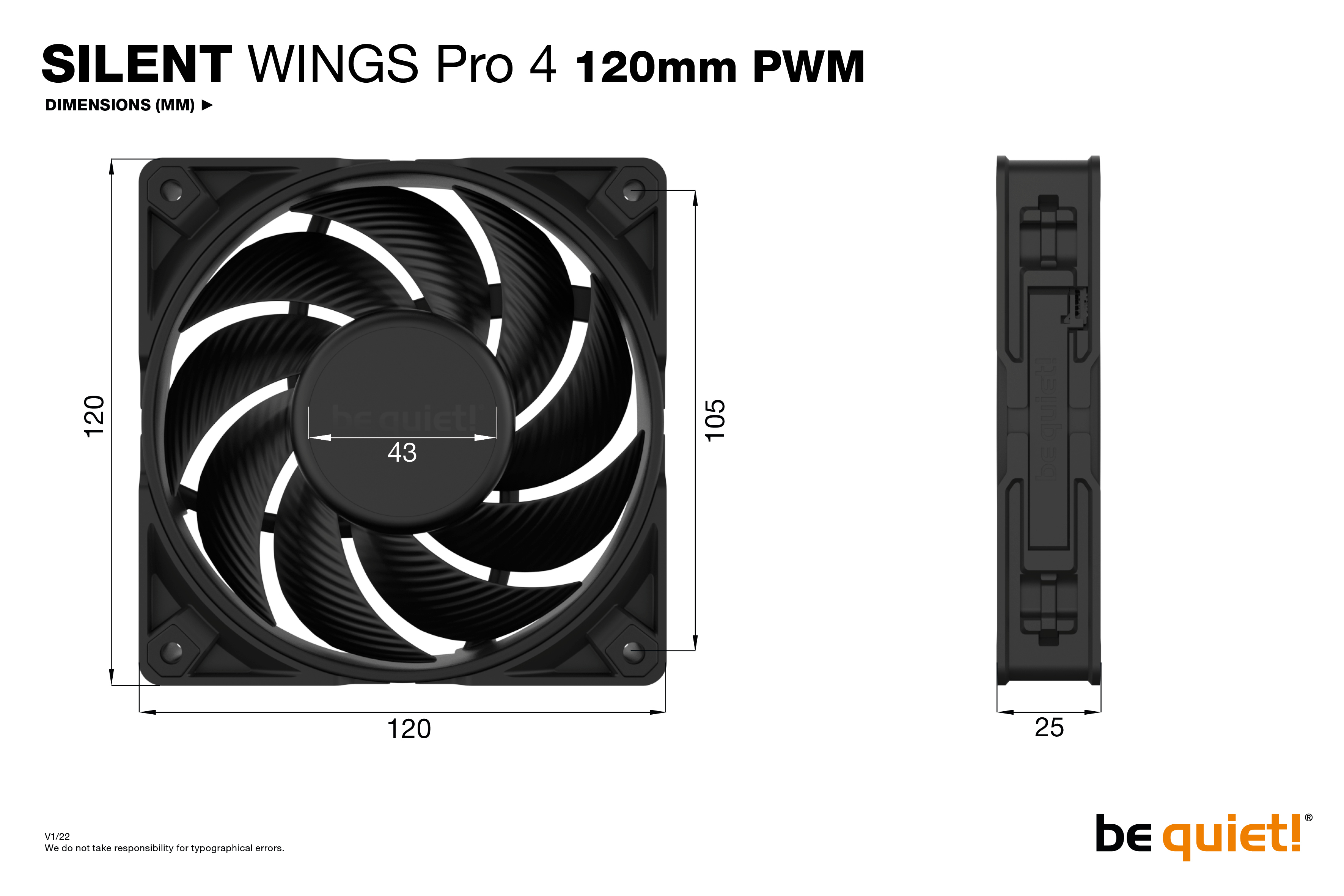 Be Quiet! Silent Wings Pro 4 PWM - Gehäuselüfter - 120 mm, Ansicht 3