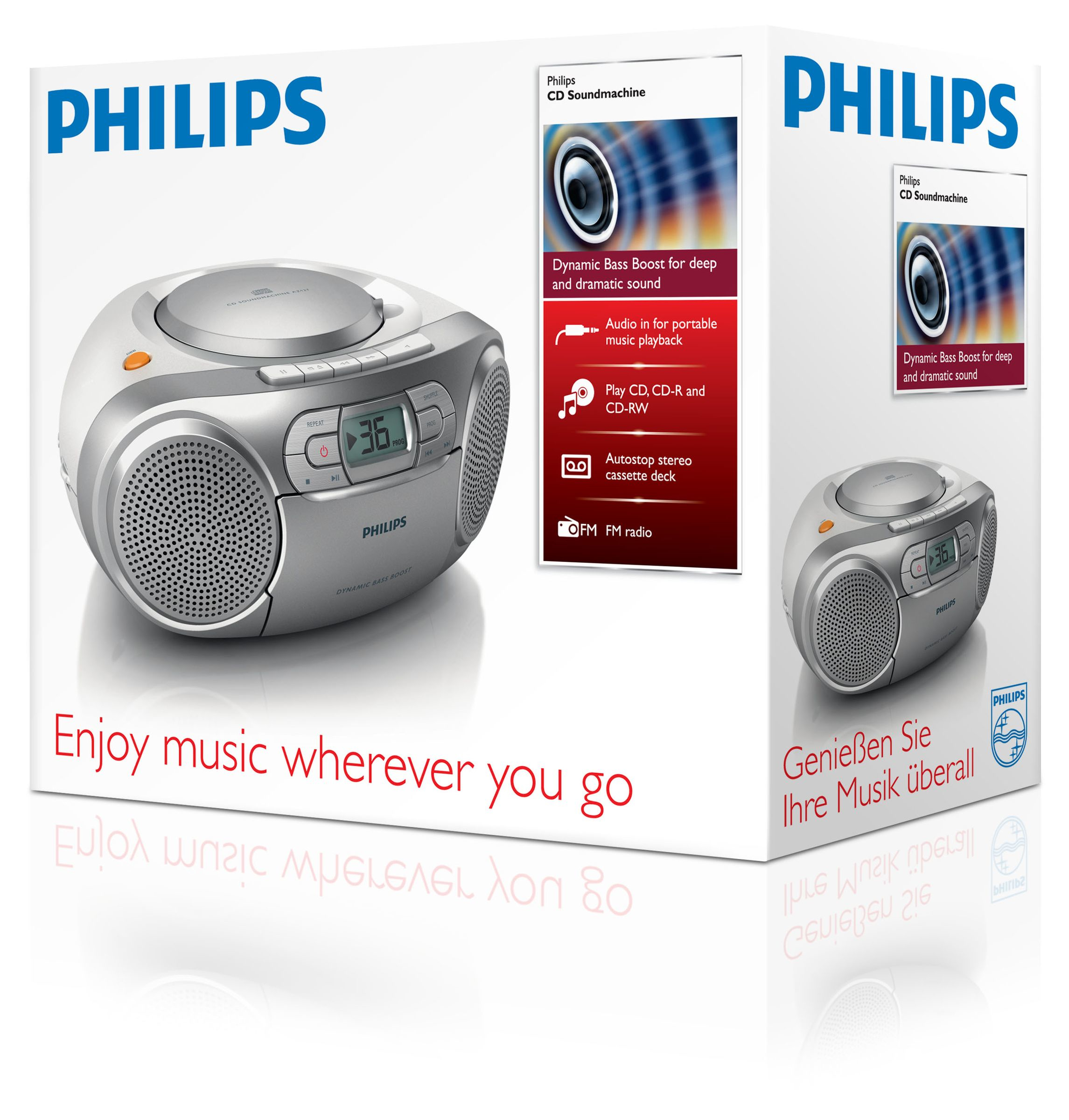 Philips AZ127 - Ghettoblaster - 2 Watt - Silber, Ansicht 2