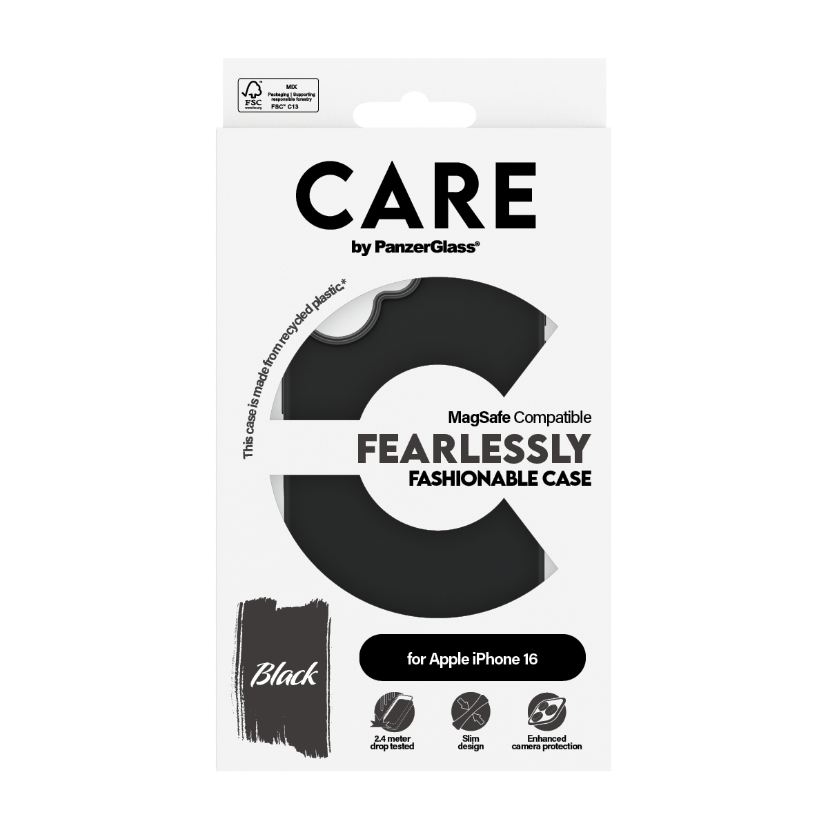 PanzerGlass CARE - iPhone 16 Case - kompatibel mit MagSafe - Thermoplastisches Polyurethan (TPU) - Schwarz, Ansicht 4