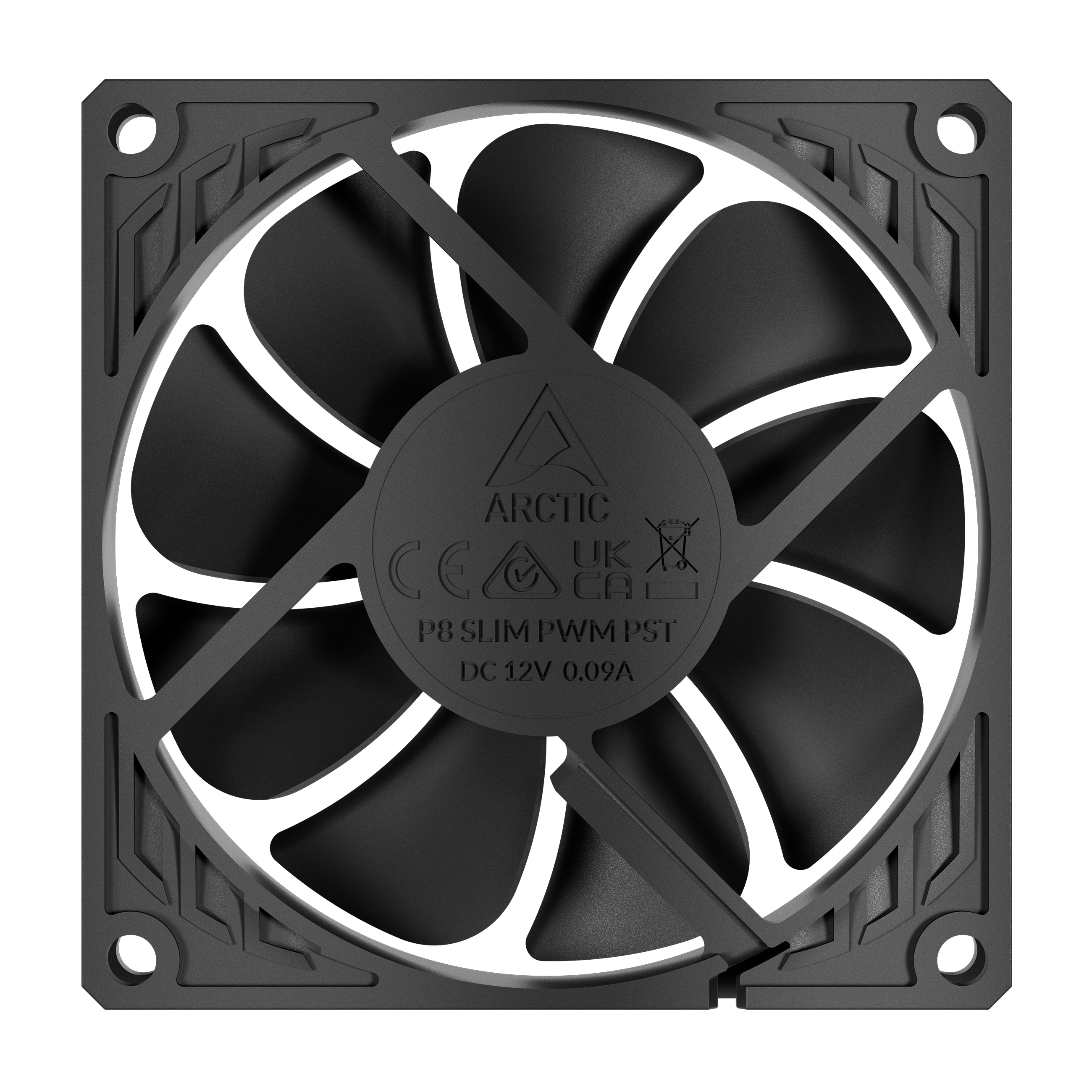 Arctic P8 Slim PWM PST - Gehäuselüfter - niedrige Bauform, mit Kabelsplitter - 80 mm - Schwarz, Ansicht 4