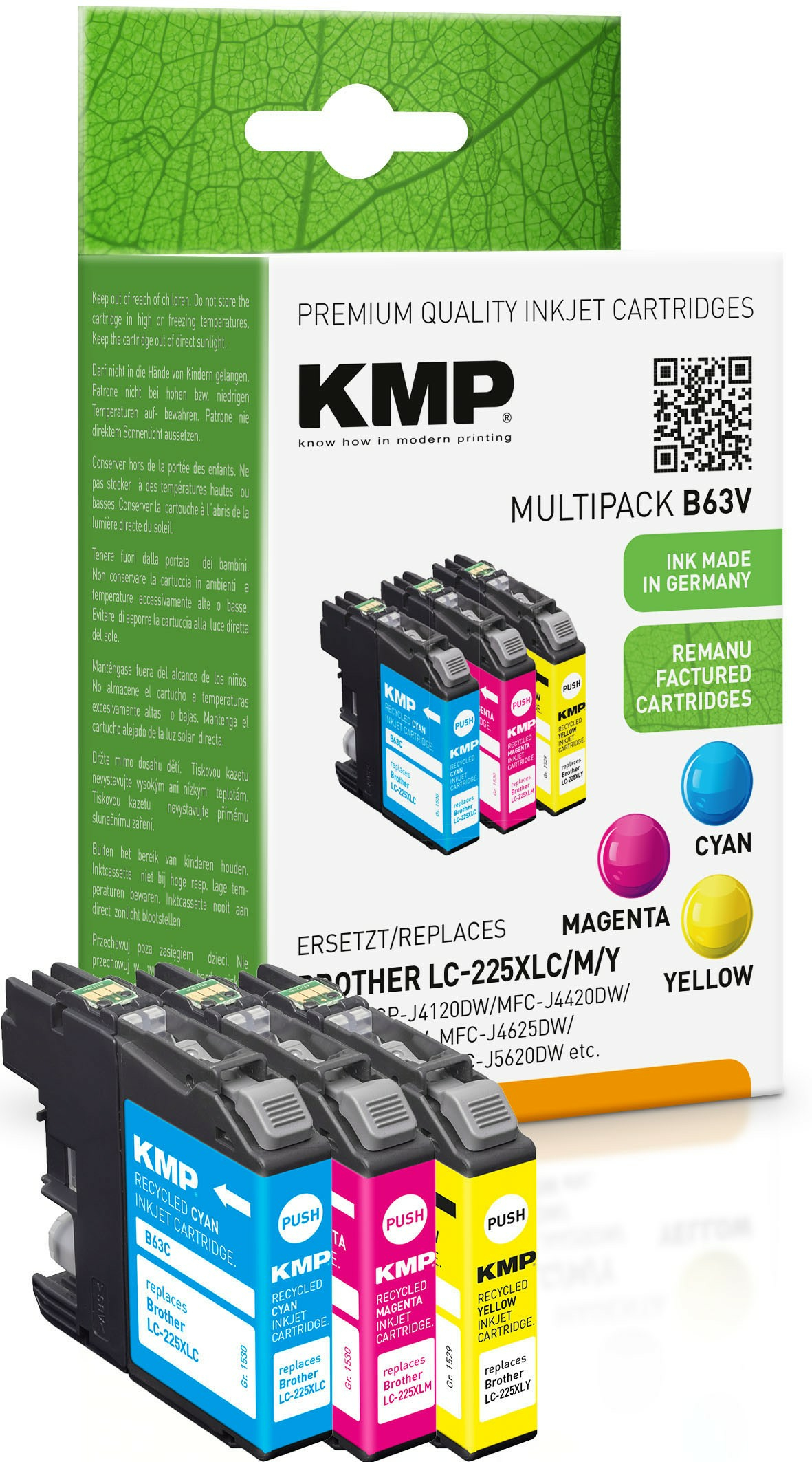 KMP TRIPLE PACK B63V - 3er-Pack - 11.8 ml - Farbe (Cyan, Magenta, Gelb), Ansicht 3