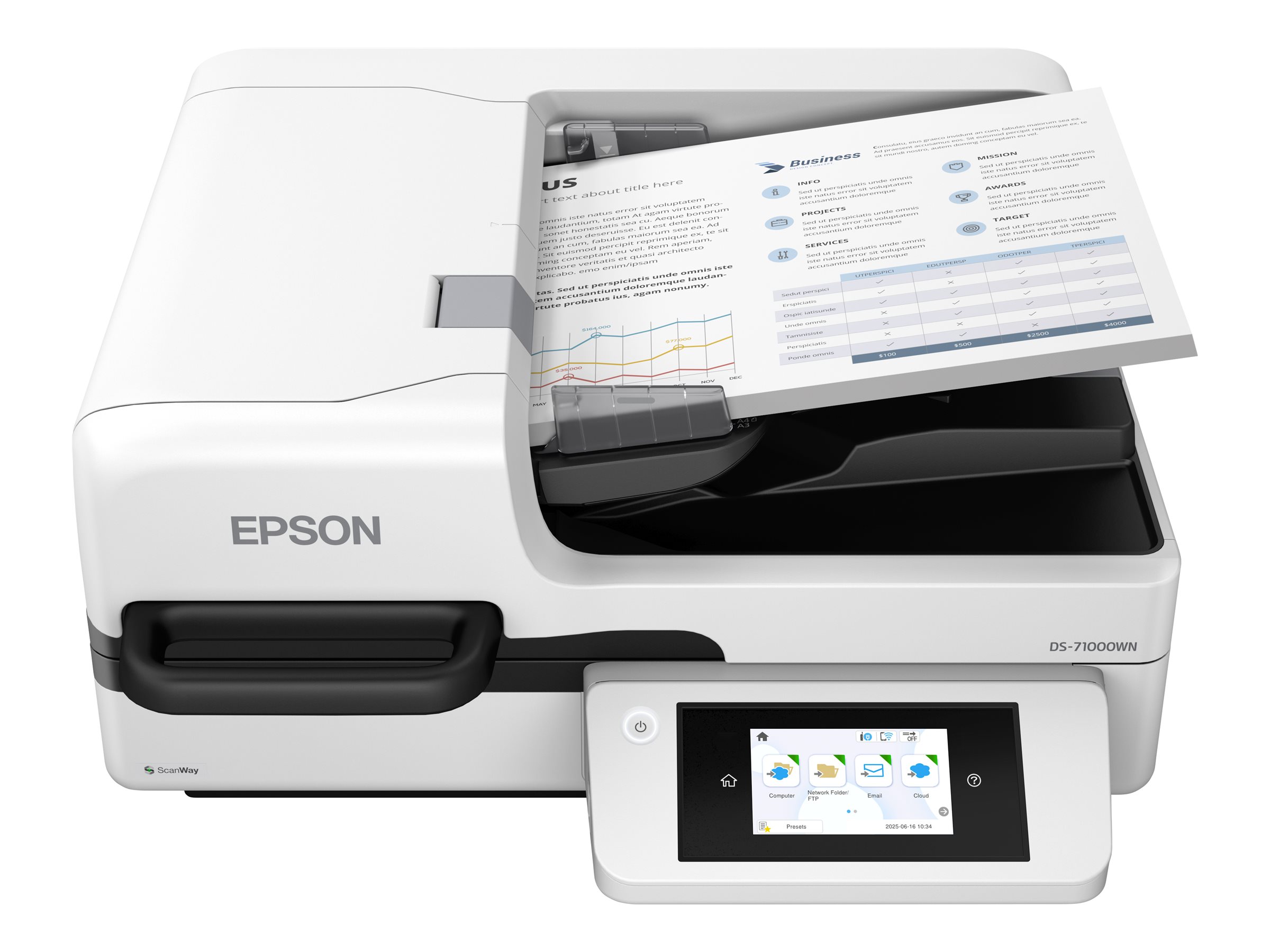 Epson WorkForce DS-71000WN - Dokumentenscanner - Duplex - A3 - 600 dpi x 600 dpi - bis zu 70 Seiten/Min. (einfarbig)