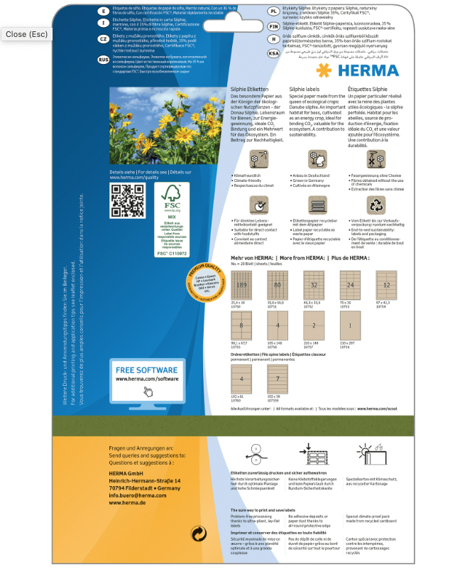 HERMA 10759 - Braun - Rechteck - Dauerhaft - 192 x 38 mm - A4 - Briefumschlag, Ansicht 2