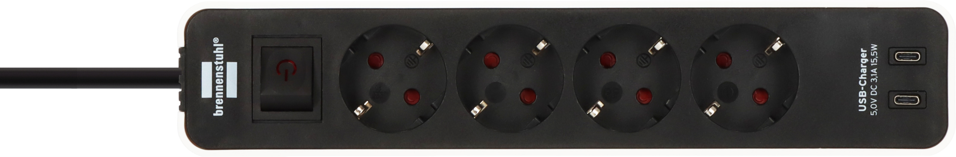Brennenstuhl Steckdosenleiste Ecolor 4fach USB C 15.5 ws/sw. - Steckdosenleiste, Ansicht 3