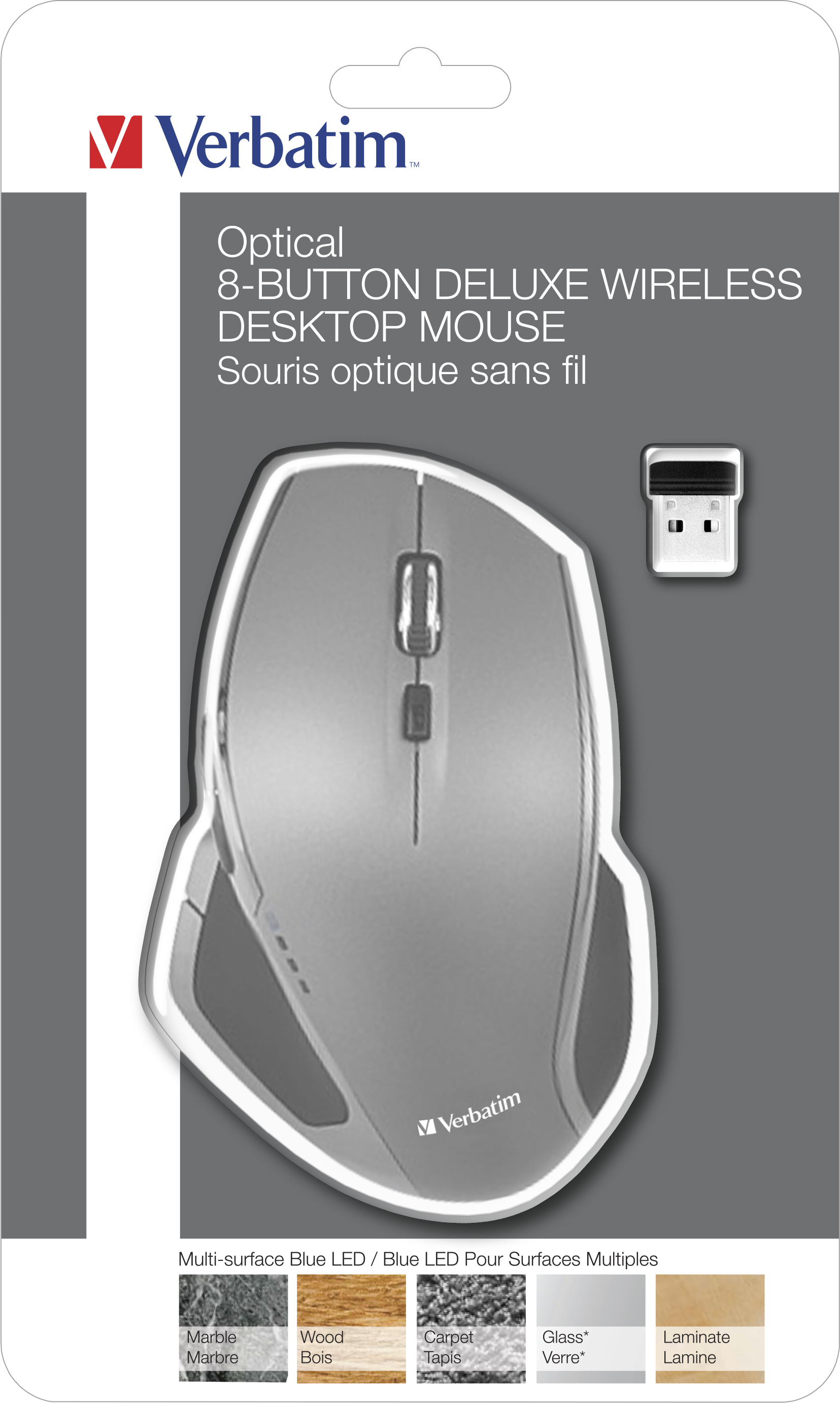 Verbatim Deluxe - Maus - 8 Tasten - kabellos - 2.4 GHz - kabelloser Empfänger (USB), Ansicht 2