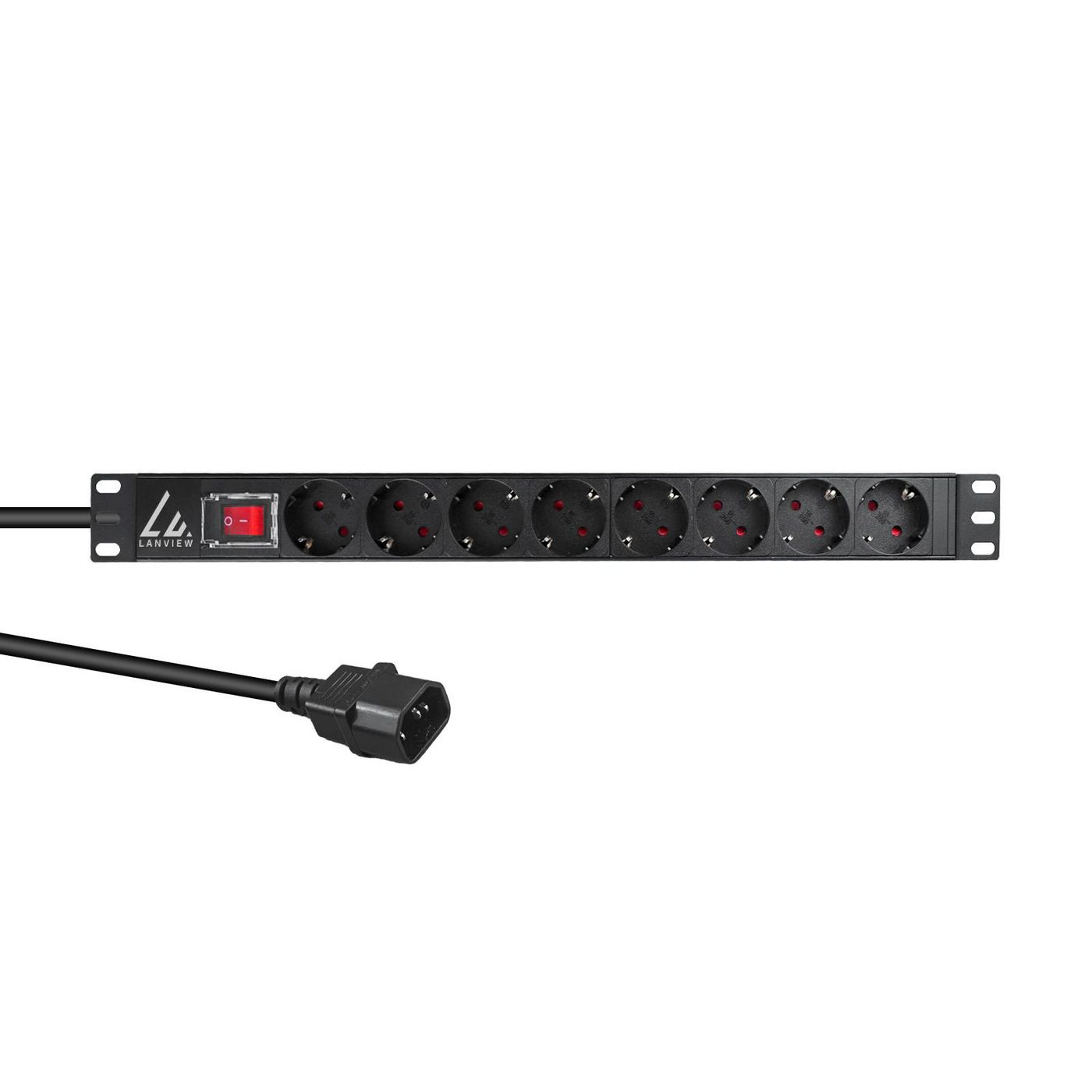 Lanview 19'' rack mount power strip 16A with 8 x Schuko - Rackbefestigung, Ansicht 3