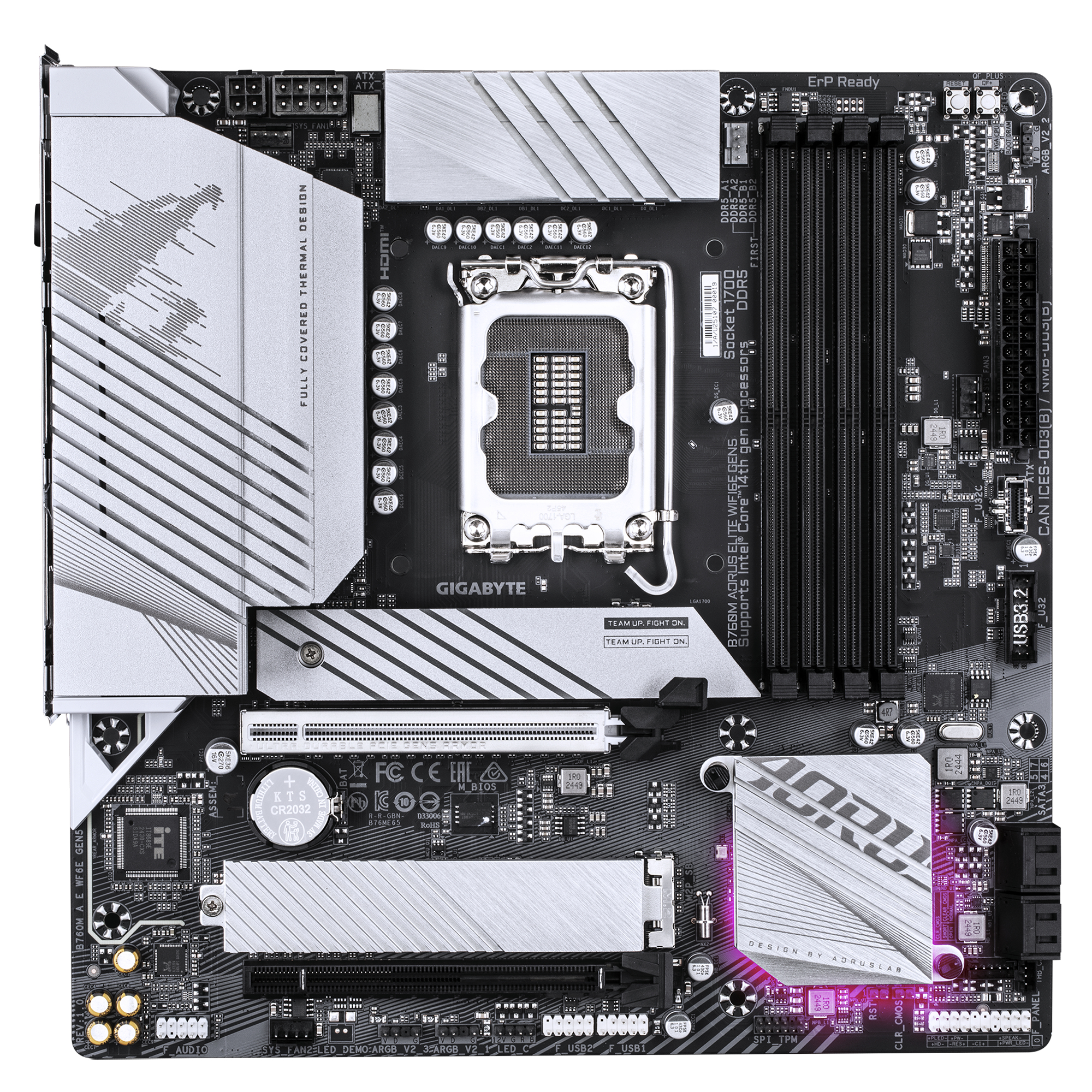 Gigabyte AORUS B760M ELITE WIFI6E GEN5 - Motherboard - micro ATX - LGA1700-Sockel - B760 Chipsatz - USB-C 3.2 Gen 2x2…, Ansicht 2