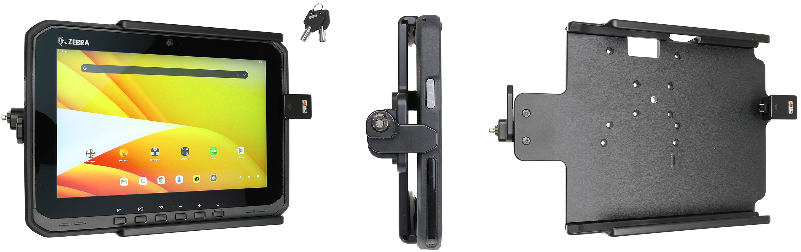 Brodit Aktive Halterung Halterung abschließbar USB-C 3.1 AMPS VESA 75 separat, Ansicht 2