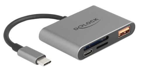 Delock USB-C Card Reader für SD und Micro Speicherkarten+ USB 10 Gbps Typ-A Port, Ansicht 4