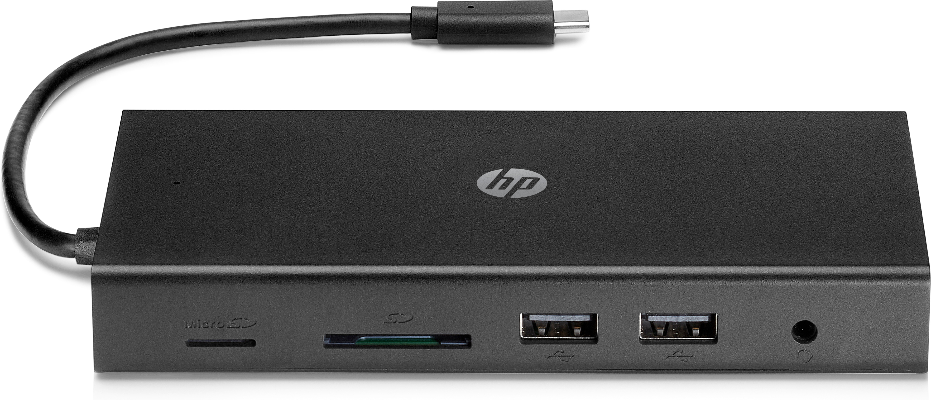 HP USB-C-Reisehub mit mehreren Anschlüssen, Kabelgebunden, USB 3.2 Gen 1 (3.1 Gen 1) Type-C, 10,100,1000 Mbit/s, Schwarz, MicroSD (TransFlash), SD, China