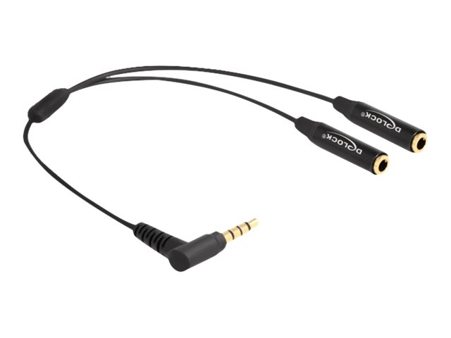 Delock Audio-Splitter - Mini-Phone Stereo 35 mm 4-polig männlich gewinkelt zu Mini-Phone Stereo 35 mm 4-polig weiblich