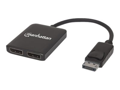 Manhattan DisplayPort 1.2 to 2-Port DisplayPort 1.2 Splitter Hub with MST, 4K@30Hz, USB-A Powered, Video Wall Function, Black, Three Year Warranty, Blister - Video-/Audio-Splitter - 2 x DisplayPort