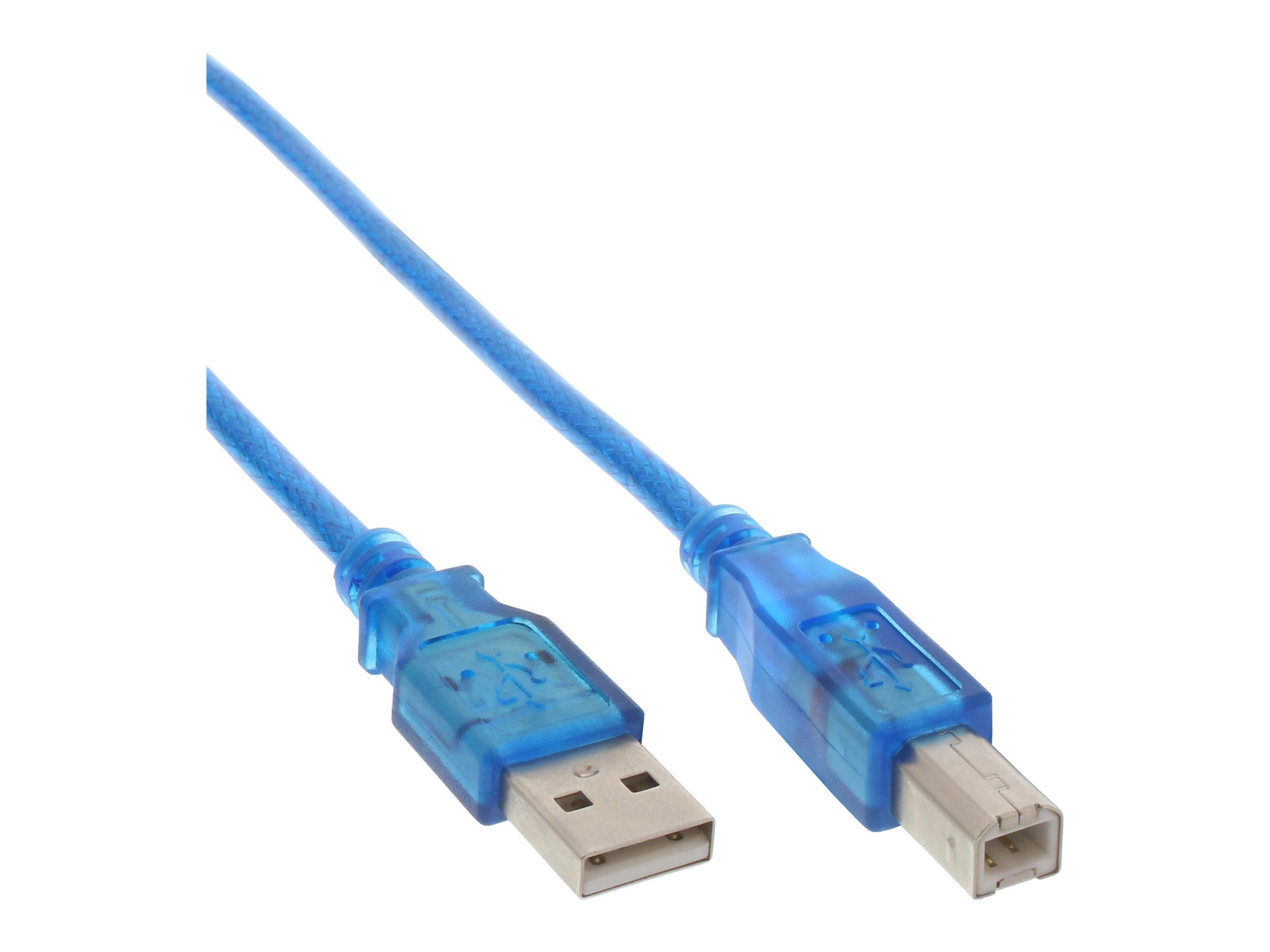 InLine USB 2.0 Kabel - A an B - blau-transparent - 3m