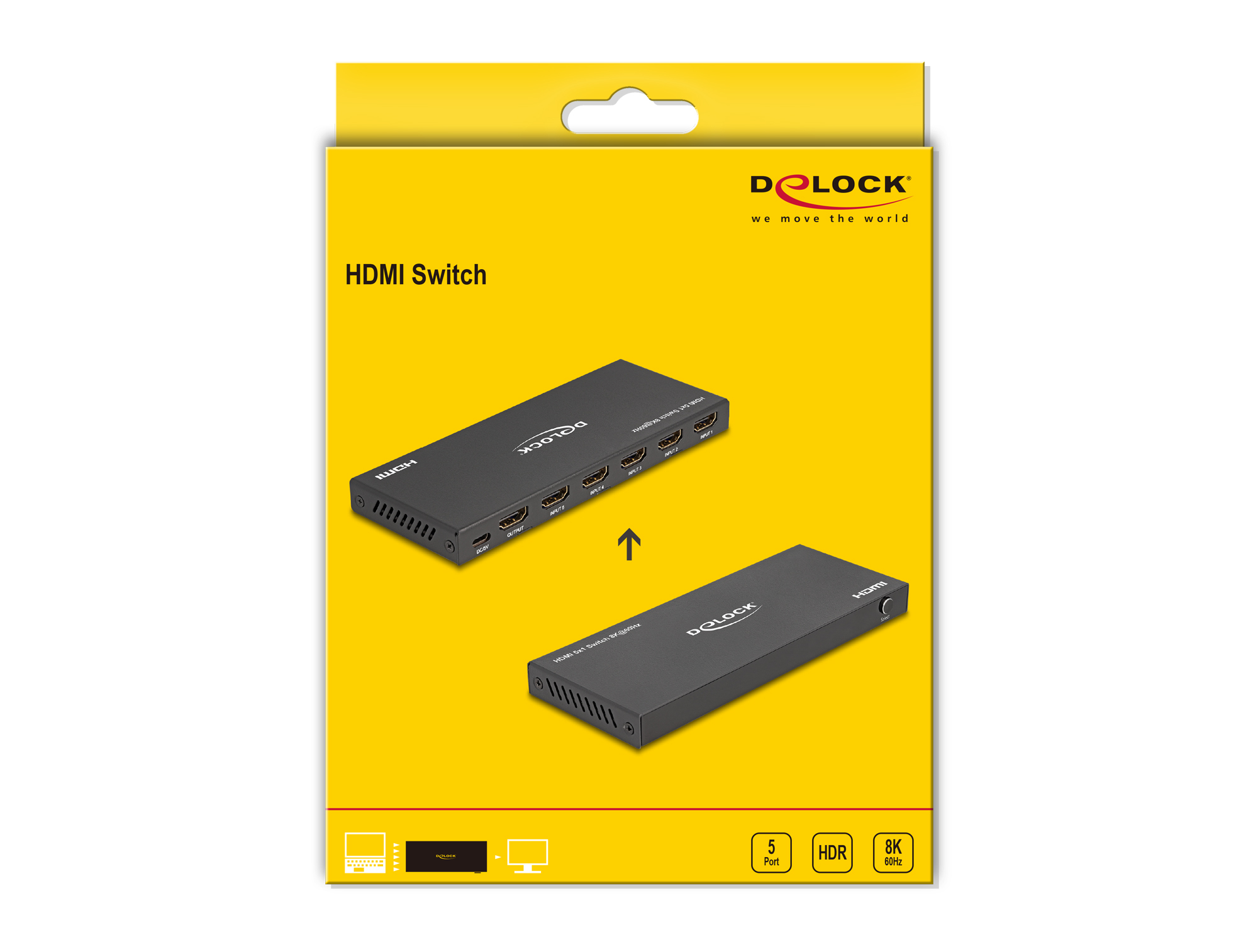 Delock HDMI Switch 5 x in zu 1 out 8K 60 Hz, Ansicht 4