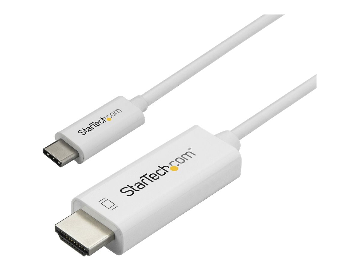 StarTech.com 3ft (1m) USB C to HDMI Cable, 4K 60Hz USB Type C to HDMI 2.0 Video Adapter Cable, Thunderbolt 3 Compatible, Laptop to HDMI Monitor/Display, DP 1.2 Alt Mode HBR2 Cable, White - 4K USB-C Video Cable (CDP2HD1MWNL)
