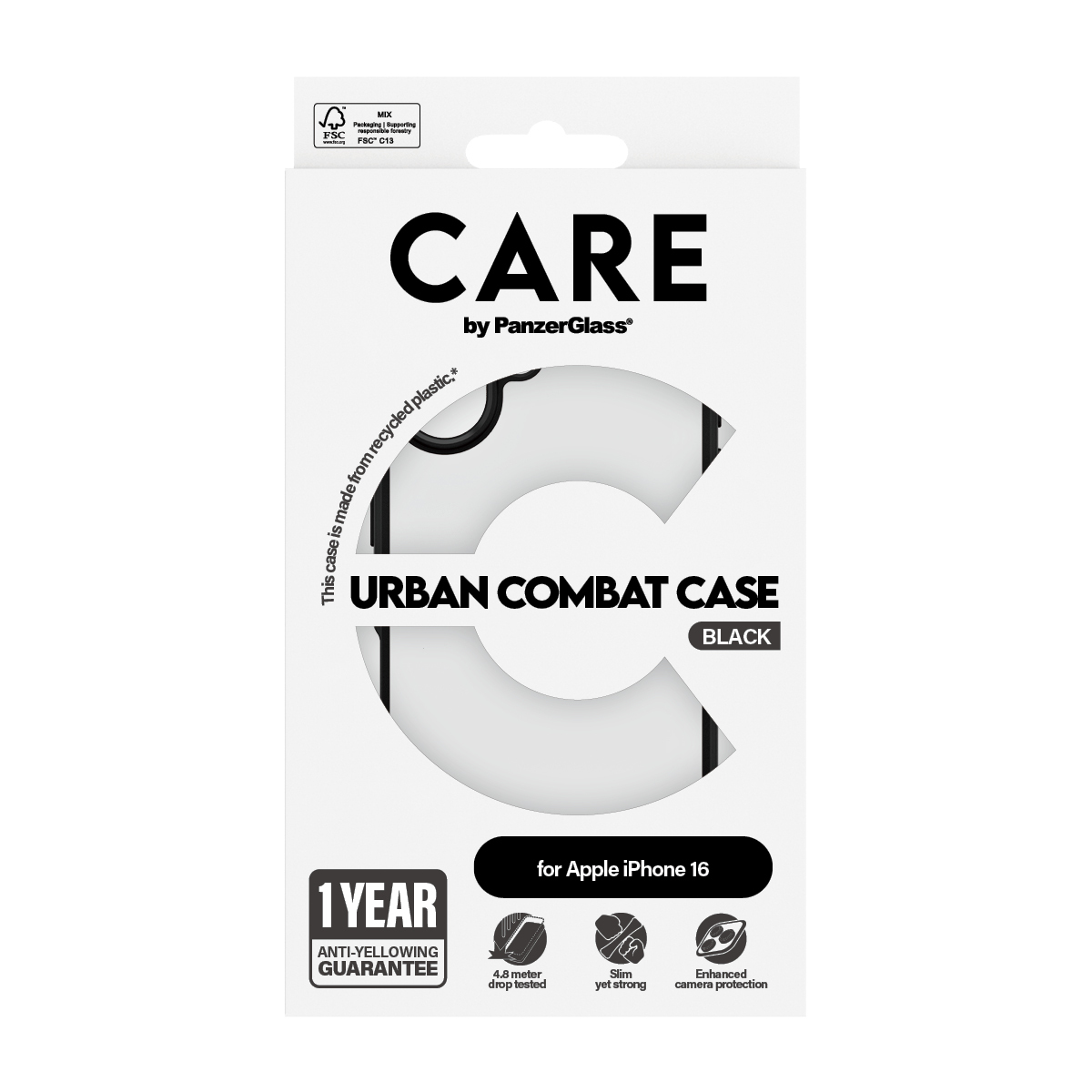 PanzerGlass CARE - iPhone 16 Case - kompatibel mit MagSafe - Thermoplastisches Polyurethan (TPU) - Schwarz, Ansicht 3