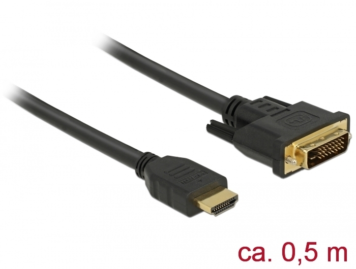 Delock 85651, 0,5 m, HDMI Typ A (Standard), DVI, Männlich, Männlich, Gerade