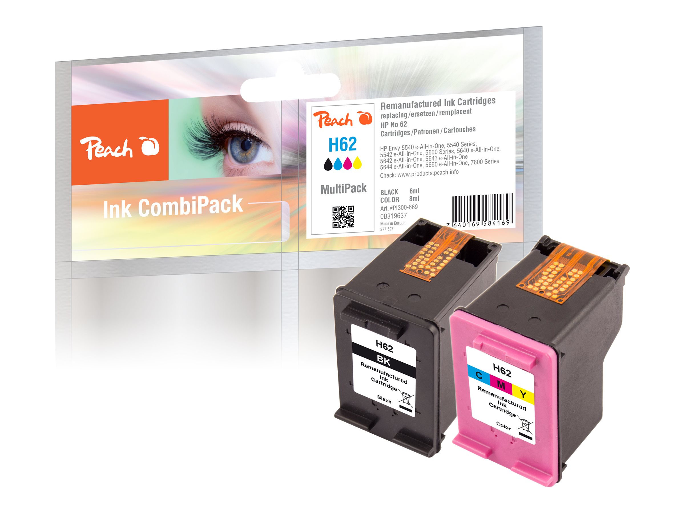 Peach Multi Pack H62 - 2er-Pack - Schwarz Farbe (Cyan Magenta Gelb)