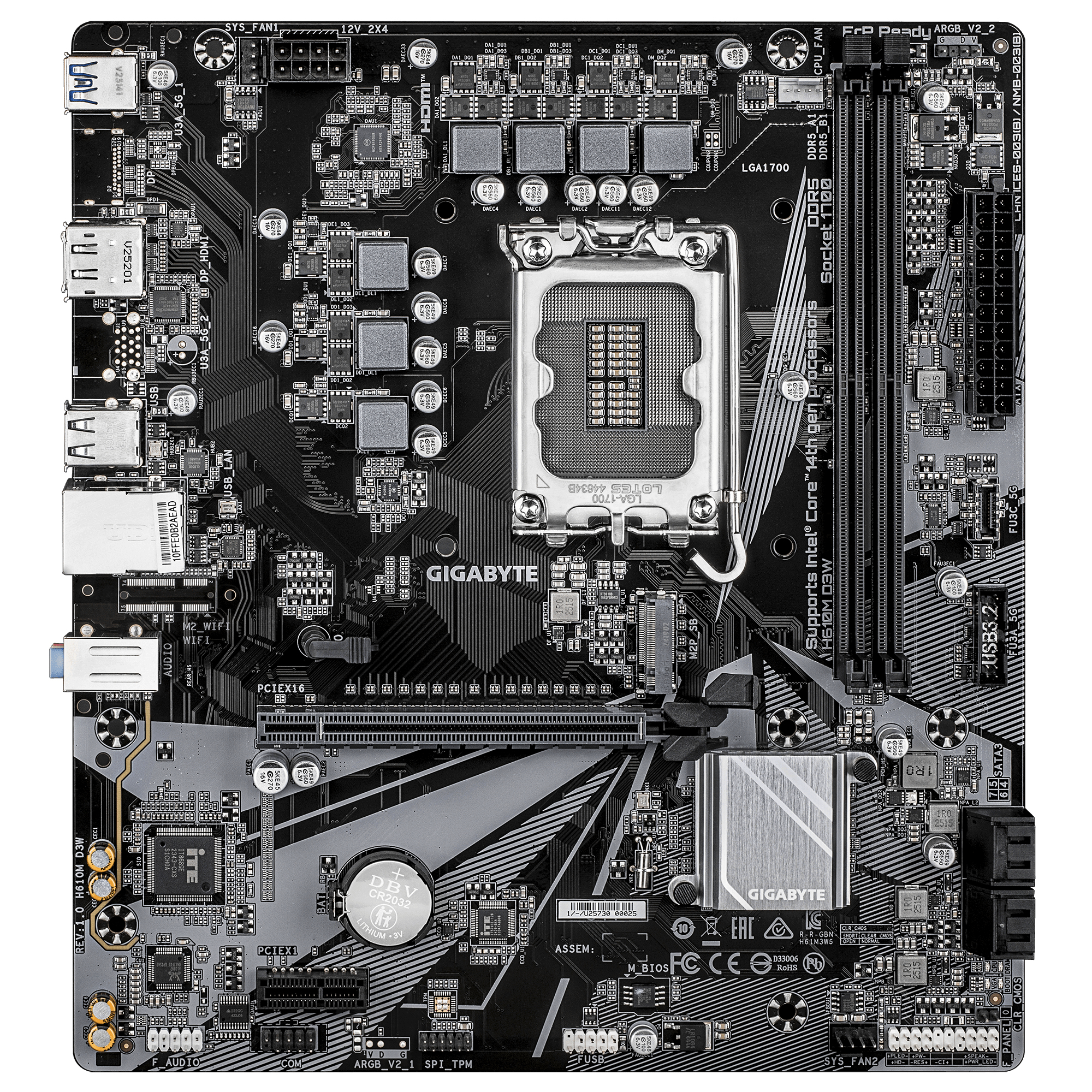 Gigabyte H610M D3W H610 S1700 mATX DDR5 - Mainboard - Intel Sockel 1700 (Core i), Ansicht 2
