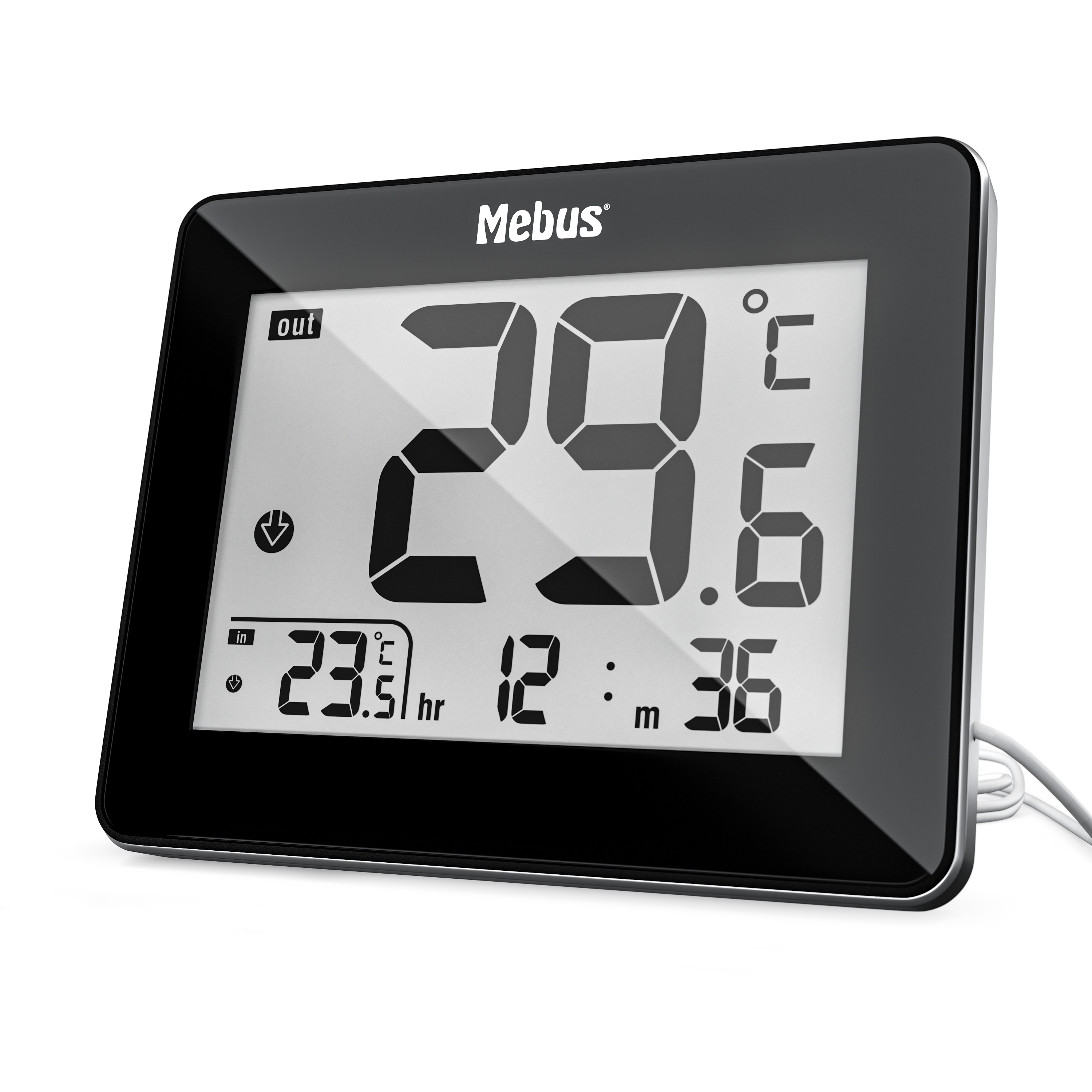 Mebus 48432 - Elektronisches Umgebungsthermometer - Indoor/Outdoor - Digital - Schwarz - Tisch - Rechteckig, Ansicht 3