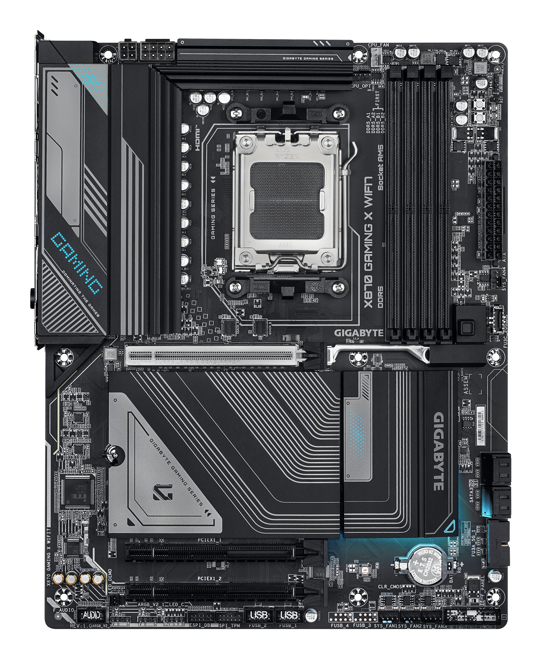 Gigabyte X870 GAMING X WIFI7 - Motherboard - ATX - Socket AM5 - AMD X870 Chipsatz - USB-C 3.2 Gen 2x2, USB4, Ansicht 3