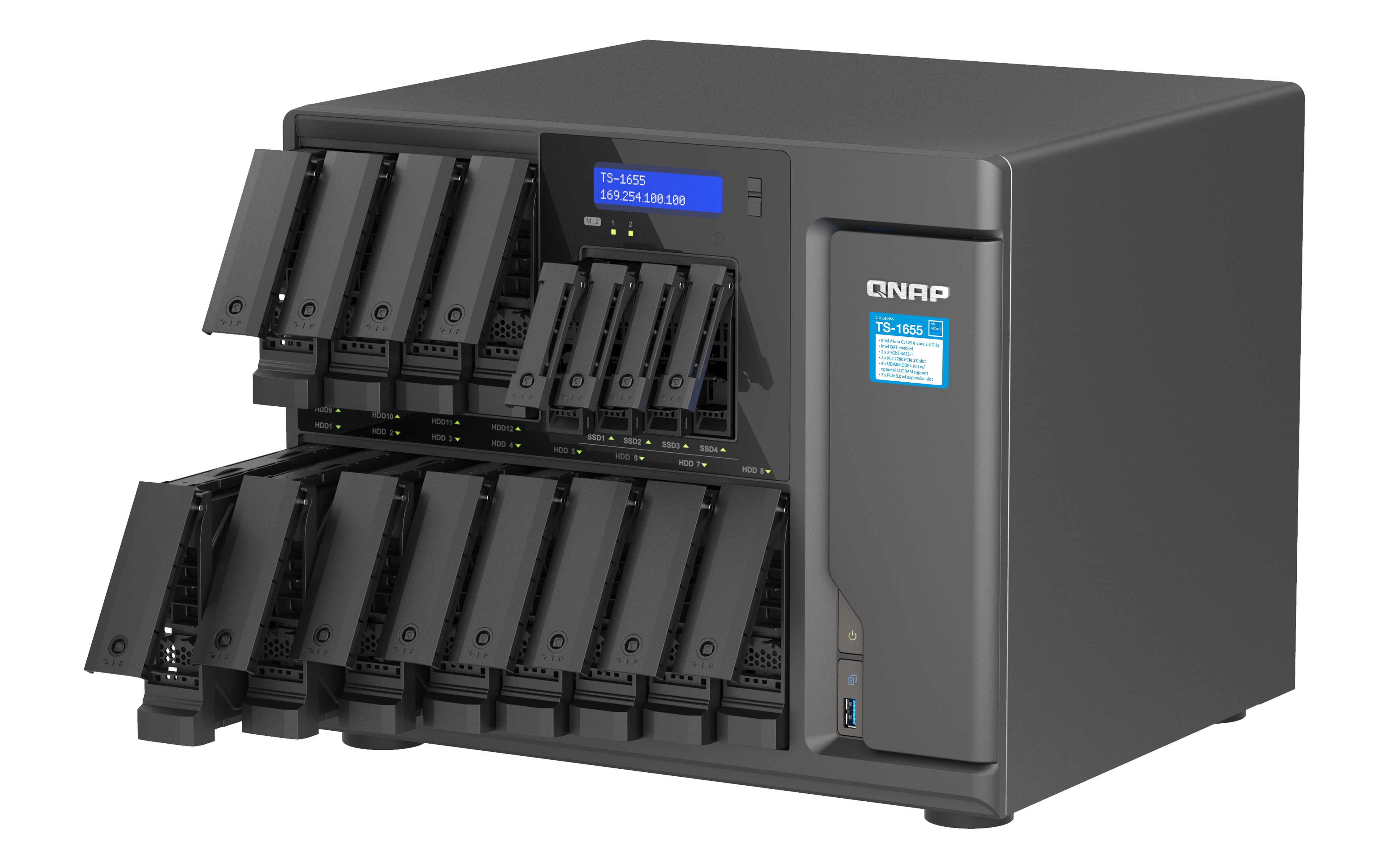QNAP TS-1655 - NAS-Server - 16 Schächte - SATA 6Gb/s, Ansicht 2