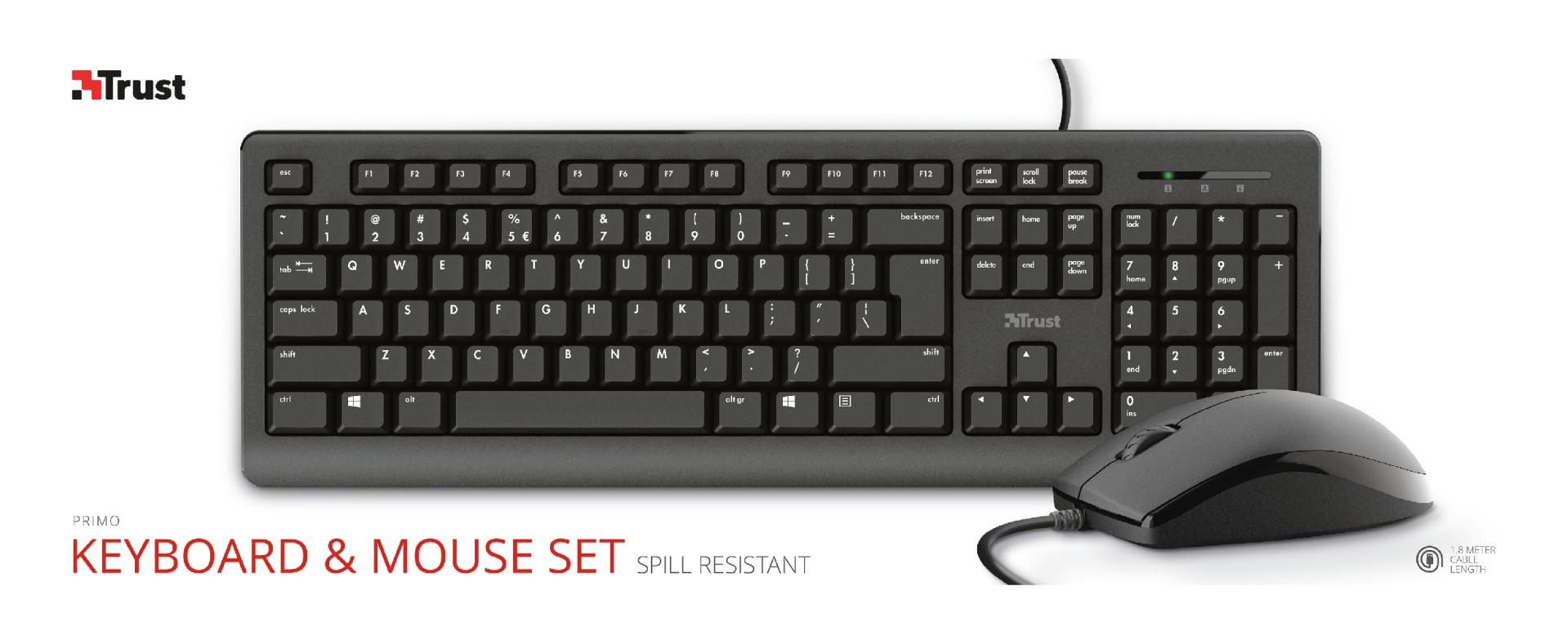 Trust Primo - Tastatur-und-Maus-Set - USB - TL: Deutsch, QWERTZ, Ansicht 2