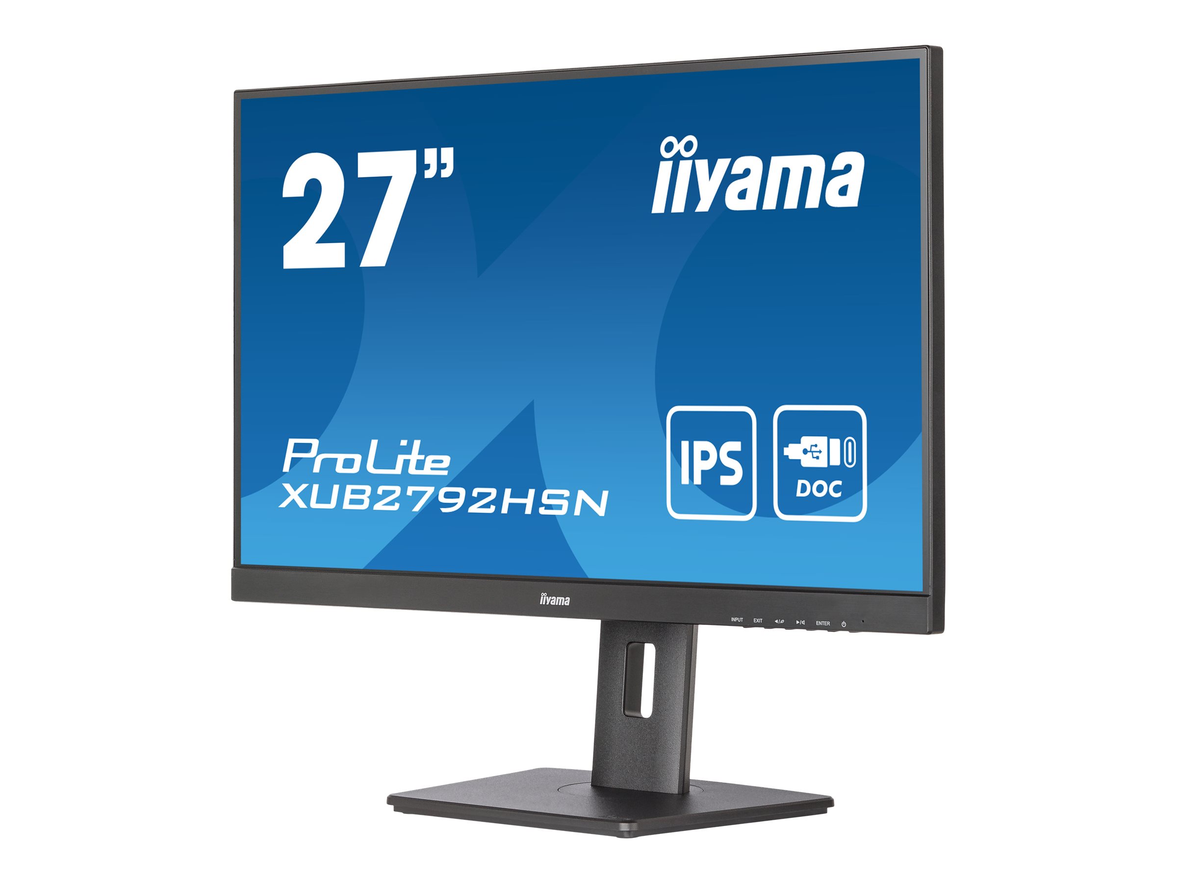 iiyama ProLite XUB2792HSN-B5 - LED-Monitor - 68.6 cm (27") - 1920 x 1080 Full HD (1080p) @ 75 Hz - IPS - 250 cd/m² - 1000:1 - 4 ms - HDMI, DisplayPort, USB-C - Lautsprecher - mattschwarz