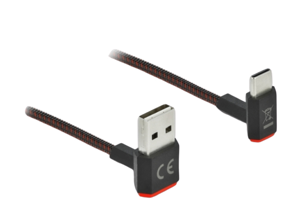 Delock 85274, 0,2 m, USB A, USB C, USB 2.0, Schwarz