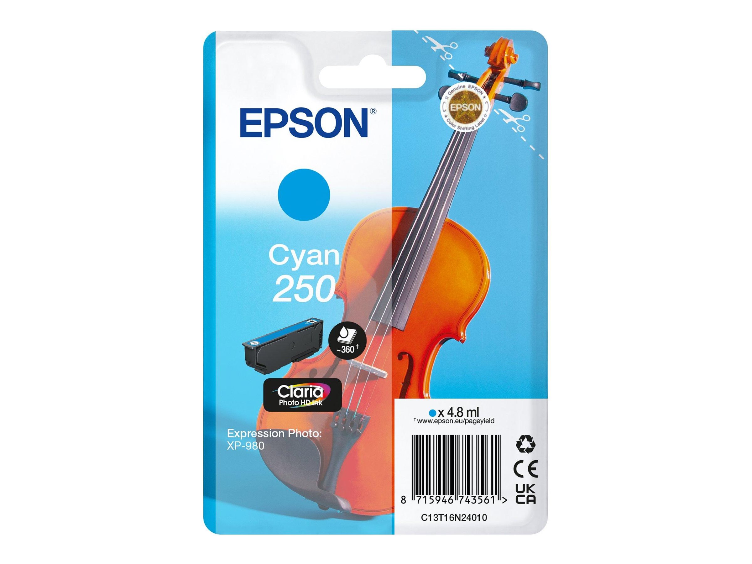 Epson 250 - 4.8 ml - Cyan - original - Blisterverpackung