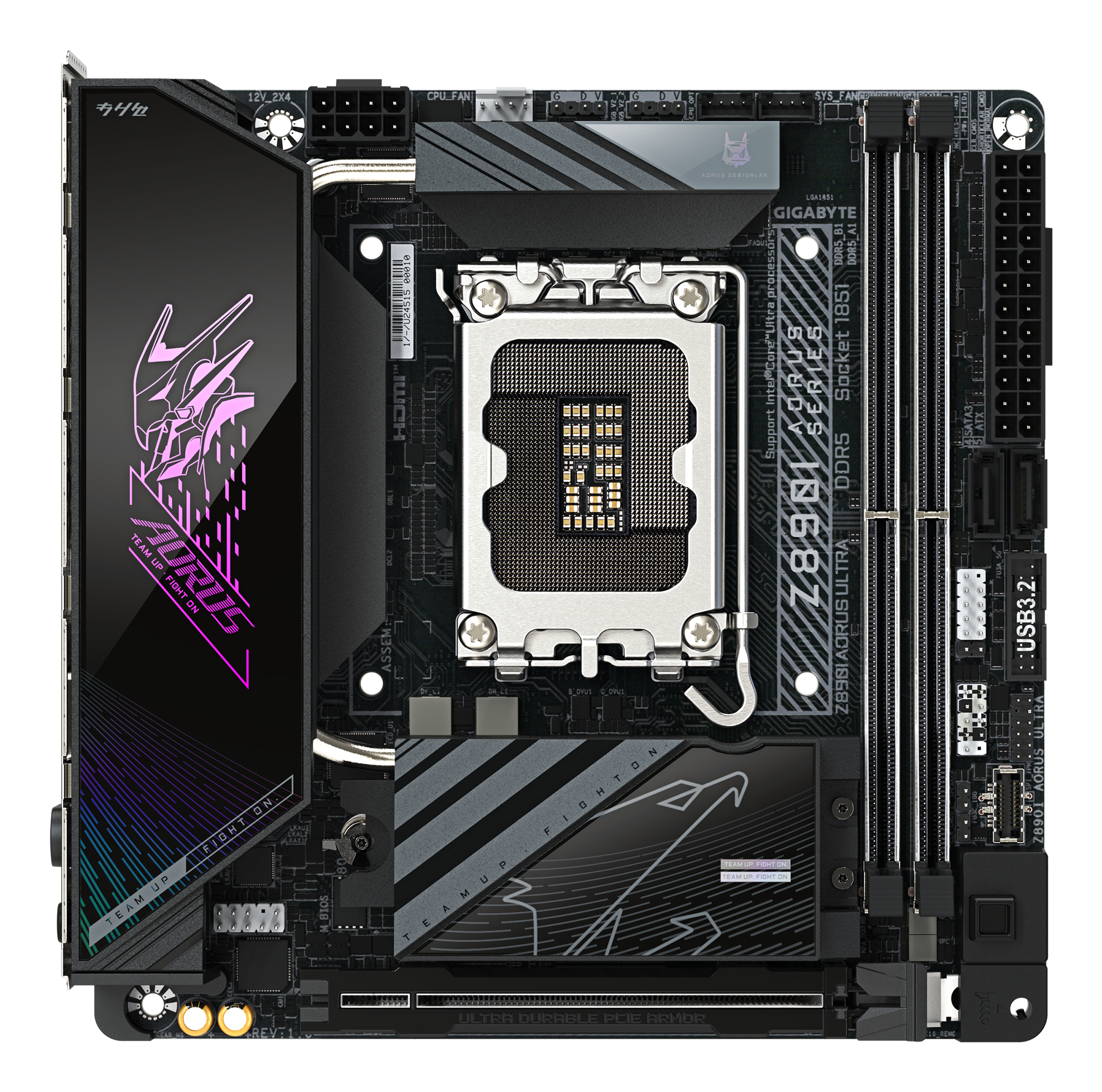 Gigabyte AORUS Z890I ULTRA - Motherboard - micro ATX - LGA1851-Sockel - Z890 Chipsatz - USB4, USB-C 3.2 Gen2, USB 3.2, Ansicht 3