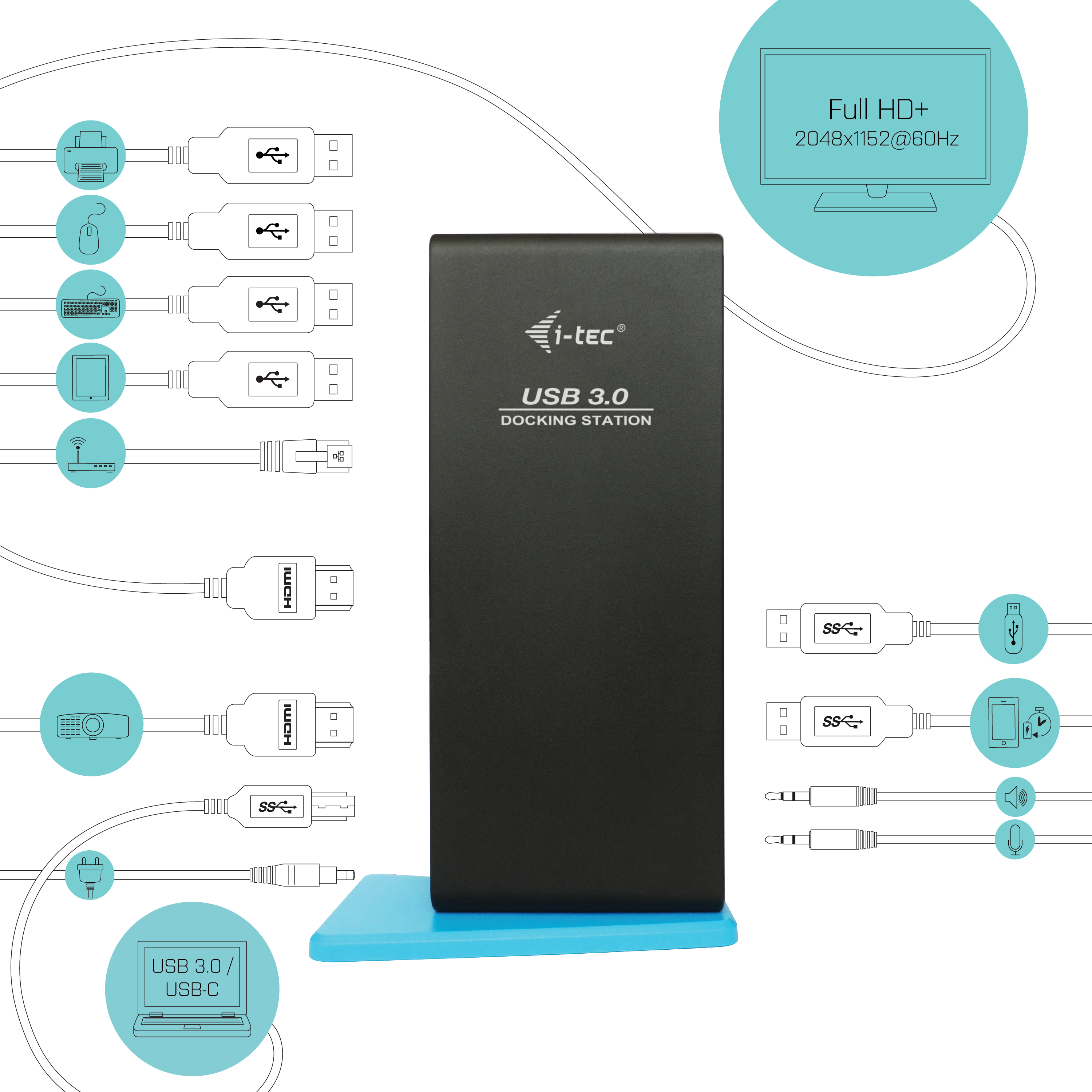 i-tec USB 3.0/USB-C Dual HDMI Docking Station, Ansicht 2
